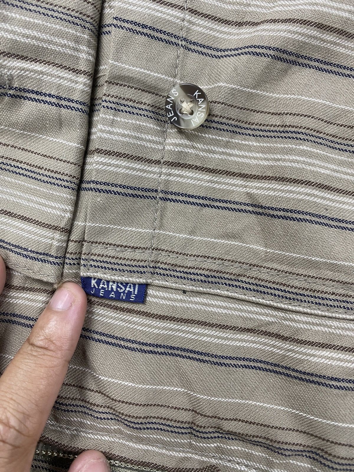 Designer × Kansai Yamamoto × Vintage Vintage Kansai Jeans Harringbone Stripe Zipper Jacket Size US M / EU 48-50 / 2 - 7 Thumbnail
