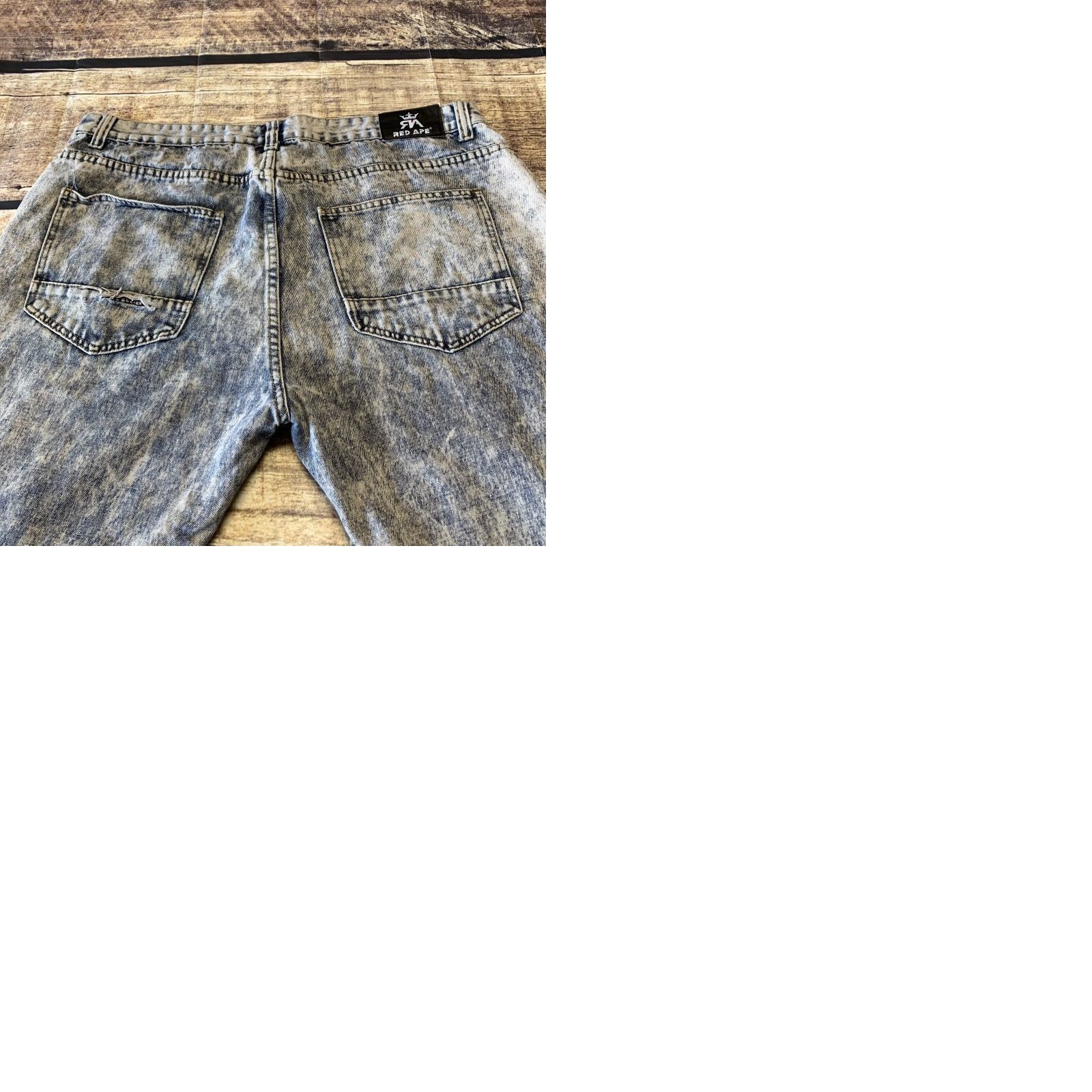 Vintage Red Ape Mens Blue Jeans 40 X 32 Acid Wash Distressed Straight Denim Jeans Size US 40 / EU 56 - 9 Thumbnail