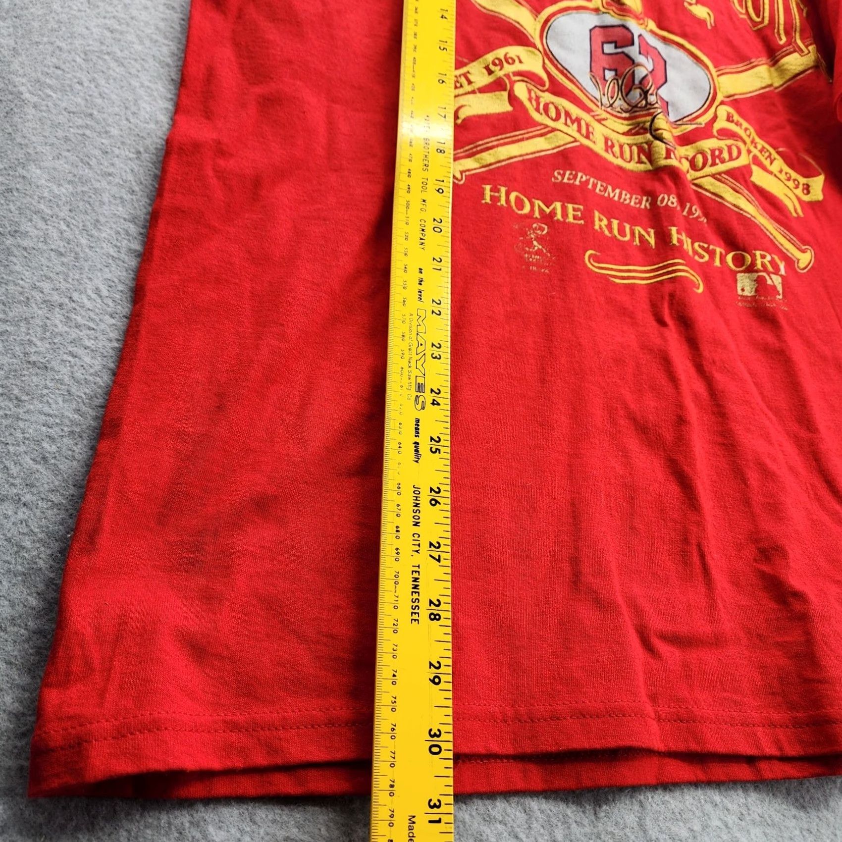 Lee LEE Vintage Mark McGwire Shirt Mens Large Red T-Shirt Home Run 1998 Logo Sports Shirt Mens Size US L / EU 52-54 / 3 - 5 Thumbnail