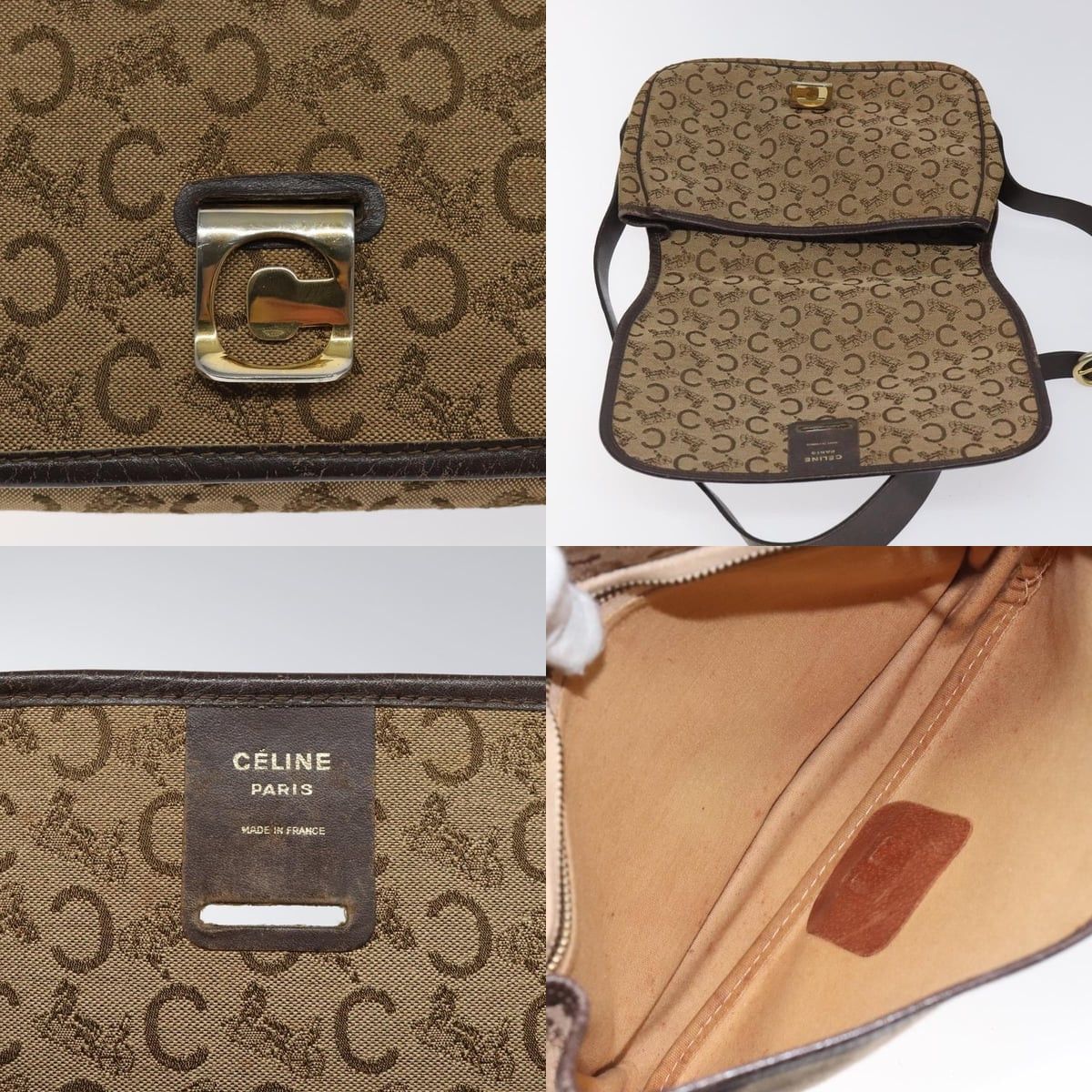 Celine CELINE C Sulky Shoulder Bag Canvas Brown Gold Size ONE SIZE - 11 Thumbnail