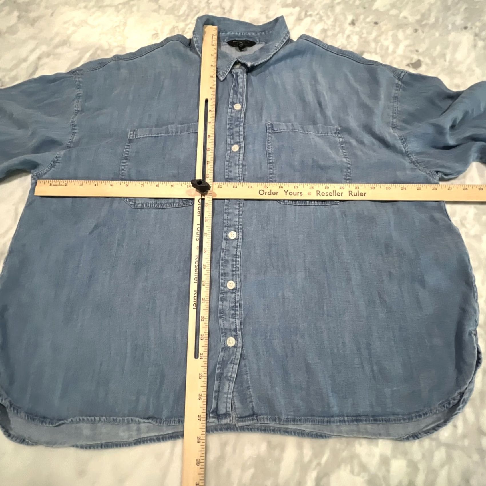 Banana Republic Banana Republic Shirt Women XL Blue Chambray Button-Up Balloon Sleeve Lyocell Size XL / US 12-14 / IT 48-50 - 5 Thumbnail