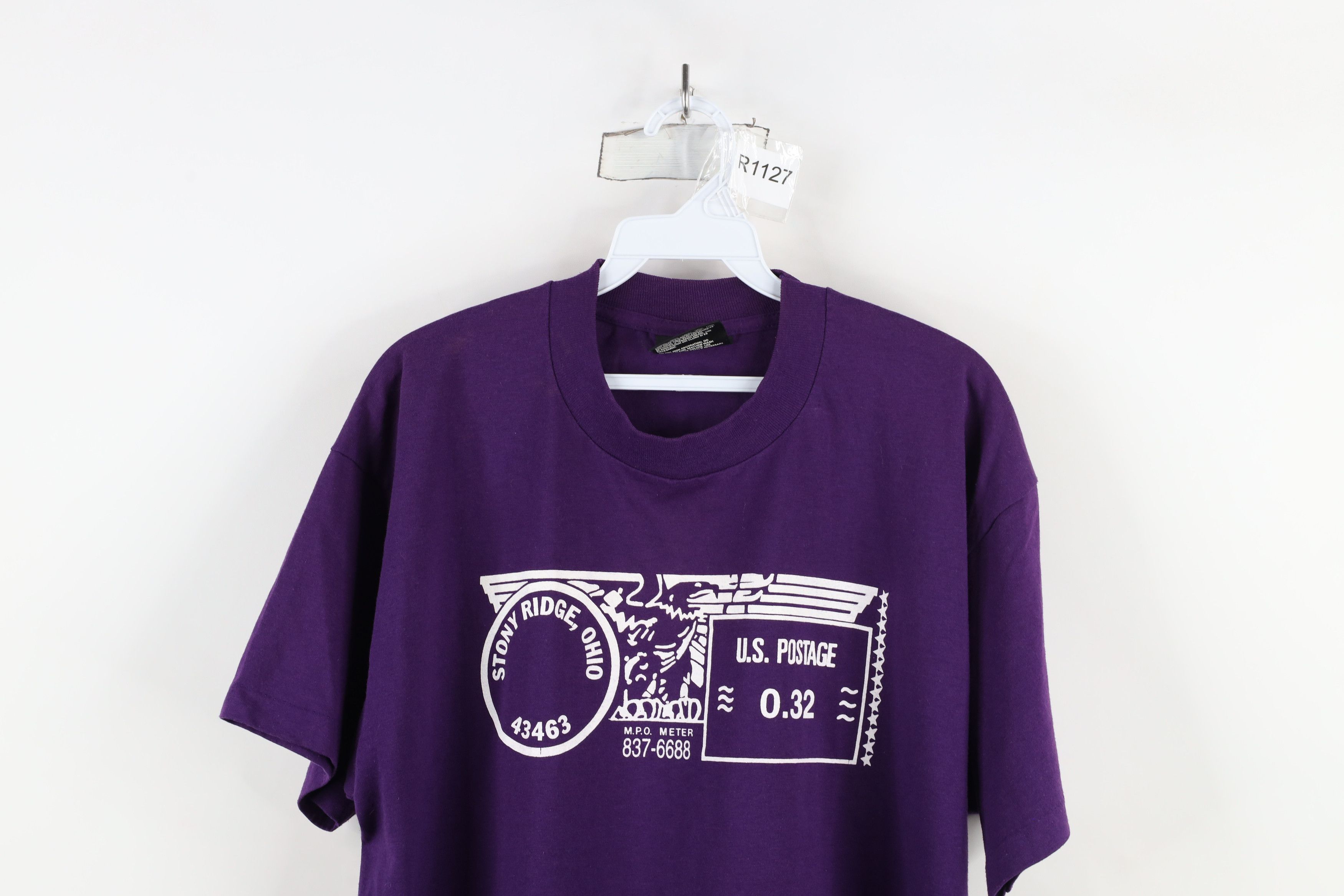 Vintage Vintage 90s Spell US Postage Stamp Ohio T-Shirt Purple USA Size US XL / EU 56 / 4 - 2 Thumbnail