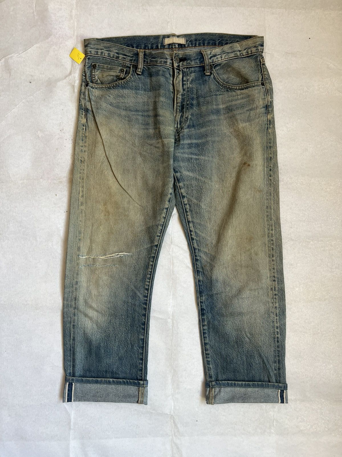 Uniqlo Selvedge Uniqlo Rusty Distressed Denim Regular Fit Size US 36 / EU 52 - 2 Thumbnail