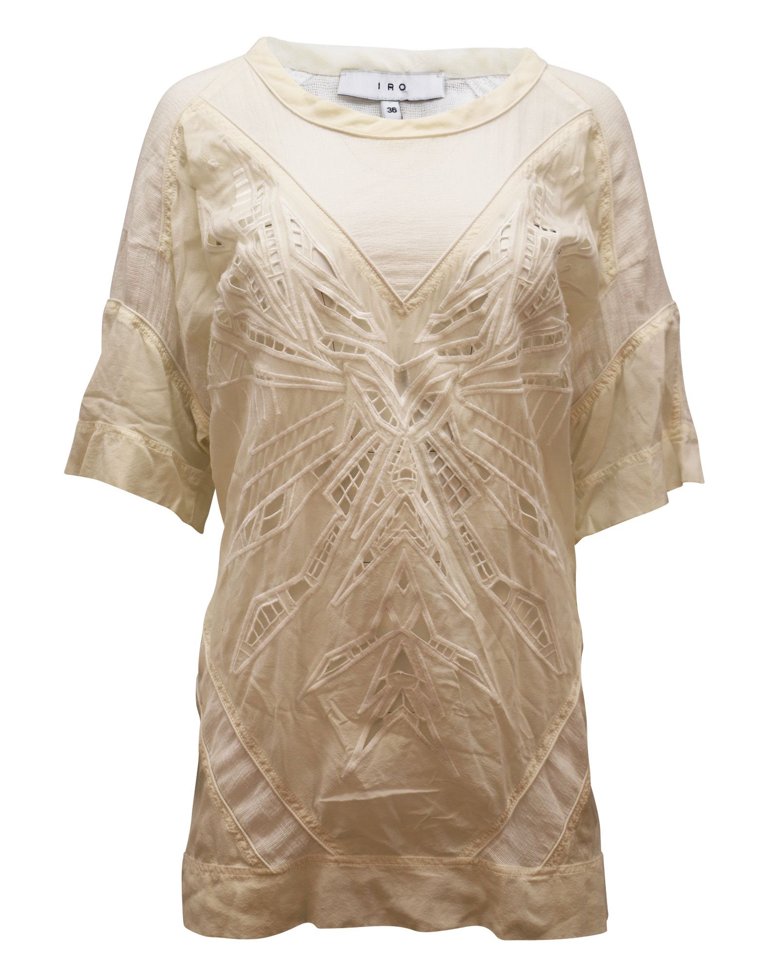 Iro Iro Patterned Laser Cut Dress in White Silk Size XS / US 0-2 / IT 36-38 - 1 Thumbnail