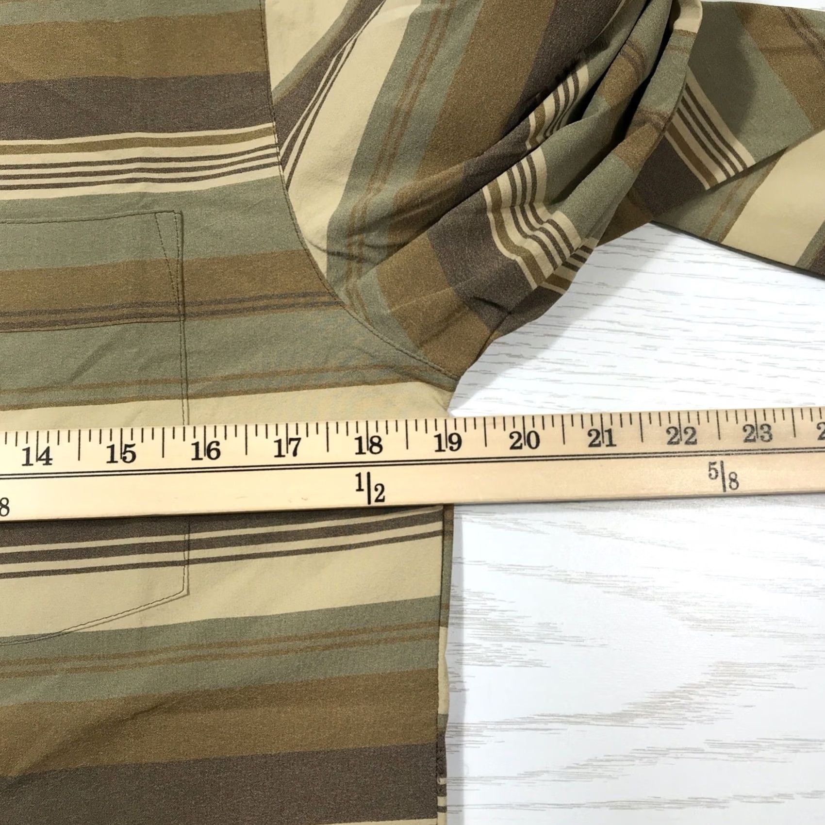 Flylow Shirt Men Small Brown Stripe Pearl Snap Long Sleeve 50 Upf Pockets New, Men's — image 6 of 6
