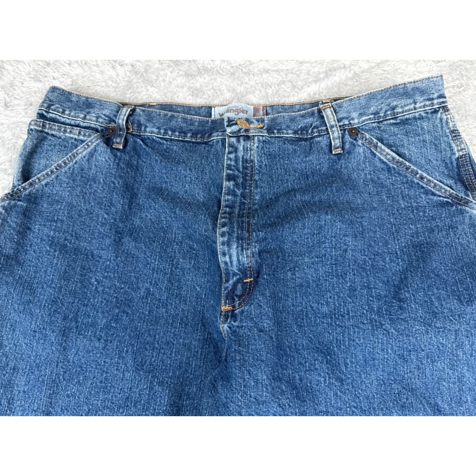 Wrangler Wrangler Jeans Mens 40 Blue Denim Carpenter Fit Hammer Loop Triple Stitched Seam Boots Cut Slim Size US 40 / EU 56 - 4 Thumbnail