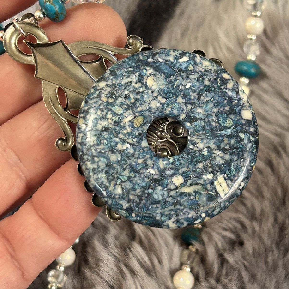 Handmade Handcrafted art glass bead crystal art deco orgone necklace Size ONE SIZE - 6 Thumbnail