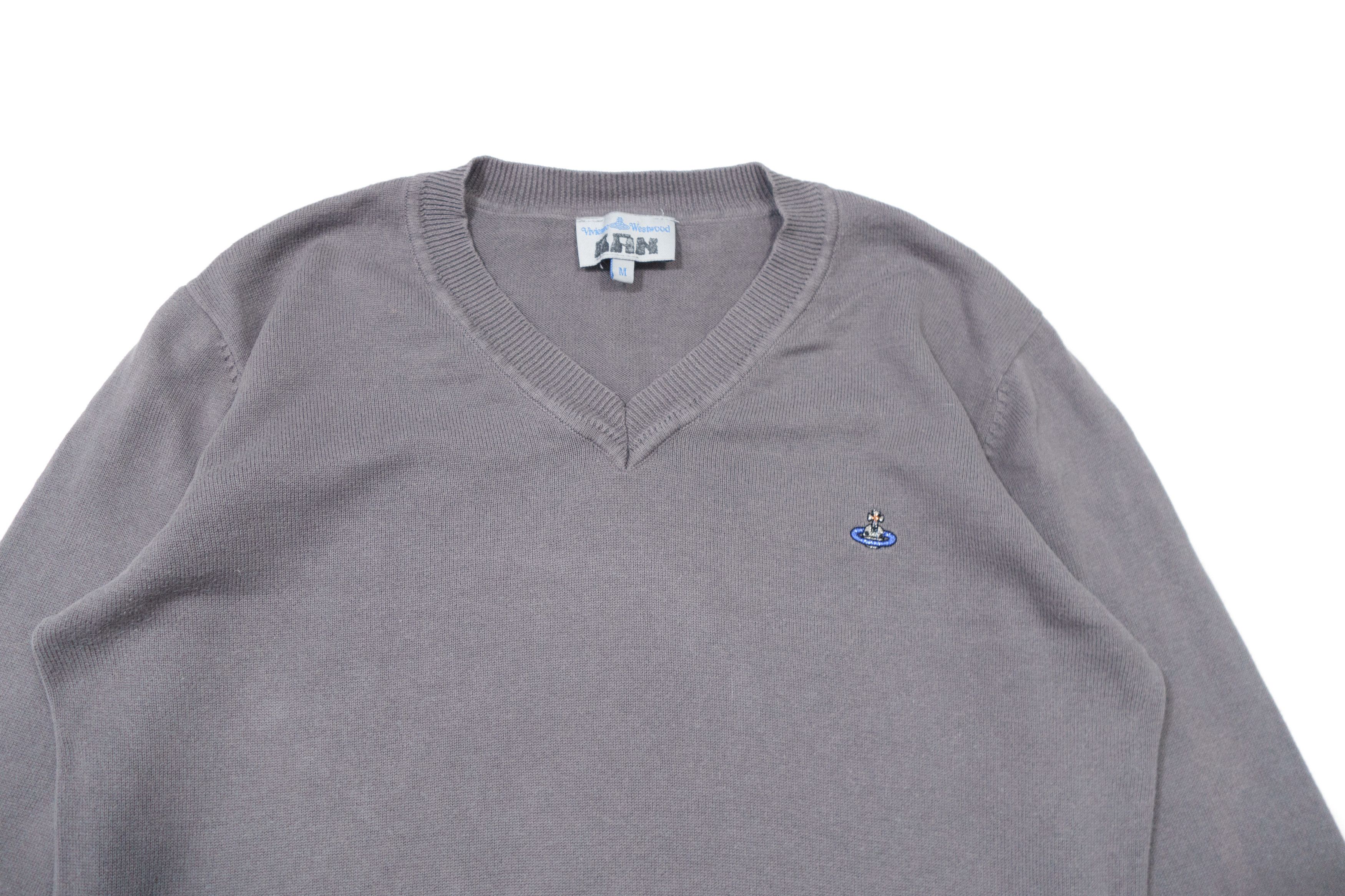 Vivienne Westwood 00s Orb Logo V-Neck Cotton Sweater Vintage Size US M / EU 48-50 / 2 - 3 Thumbnail