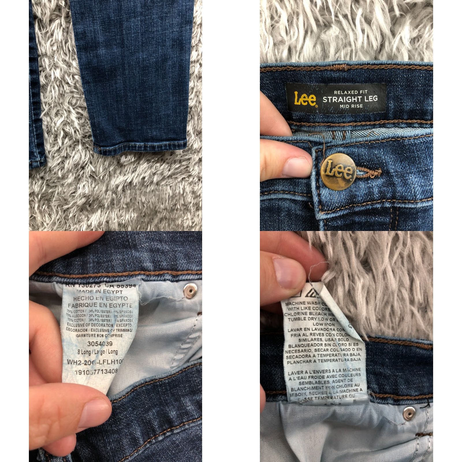Lee Lee Jeans Womens Size 8L Mid Rise Dark Wash Blue Denim Relaxed Straight Leg Jeans - 5-Pocket Comfort Style Mens? (Wait) Size 30" / US 8 / IT 44 - 8 Thumbnail