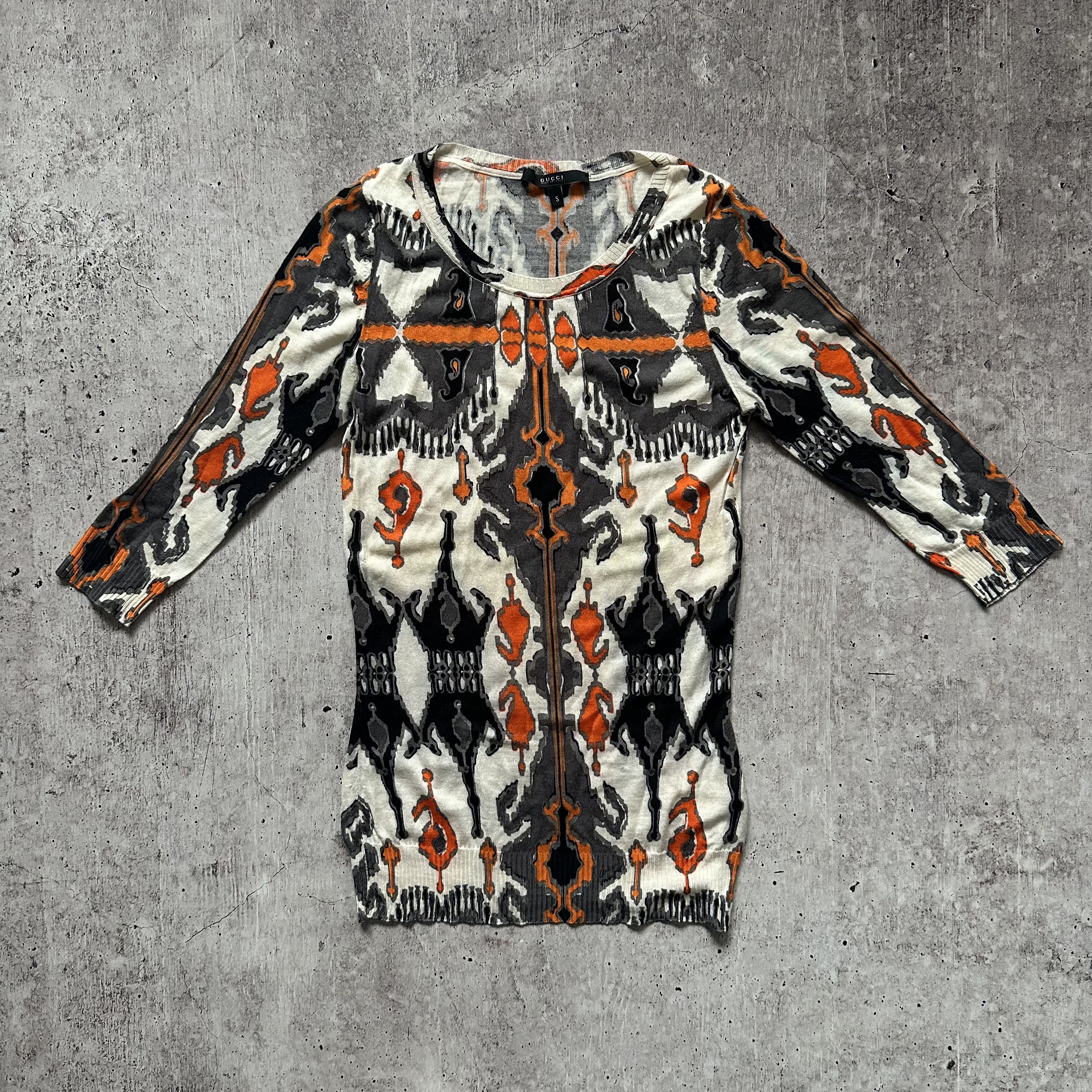 Gucci Gucci Black Orange Shell Print Vintage cashmere Dress Size S / US 4 / IT 40 - 1 Thumbnail