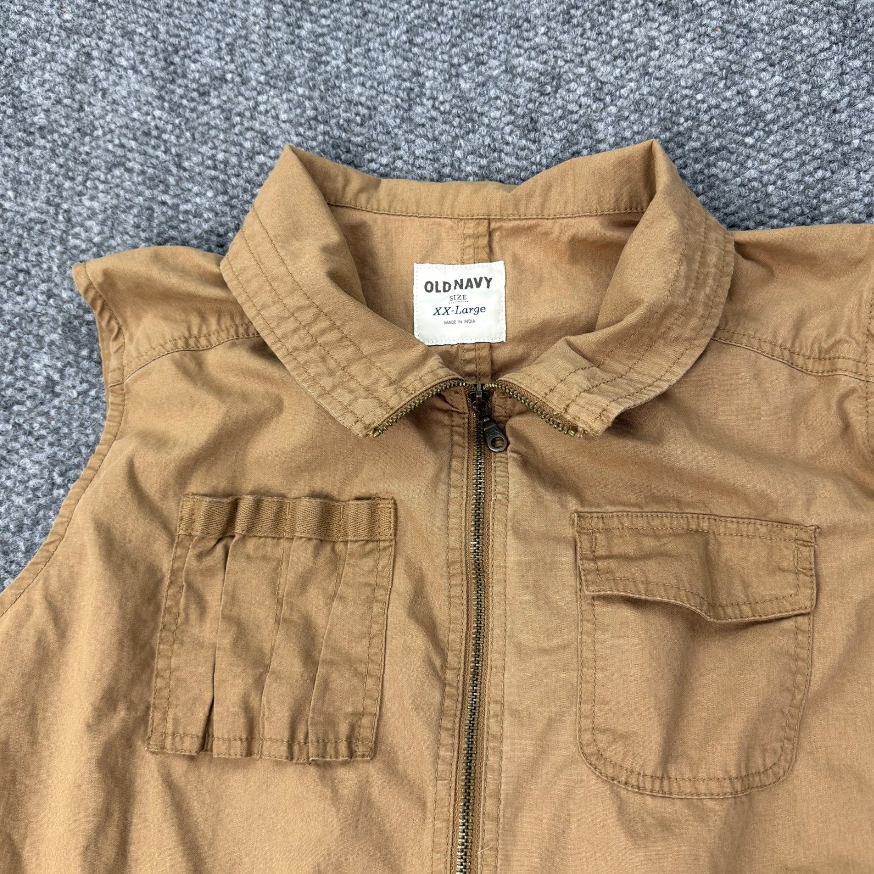 Old Navy VINTAGE Old Navy Vest Mens 2XL Tan Utility Canvas Zip Front Pockets Military Style Autumn Casual Mens Size US XXL / EU 58 / 5 - 2 Thumbnail