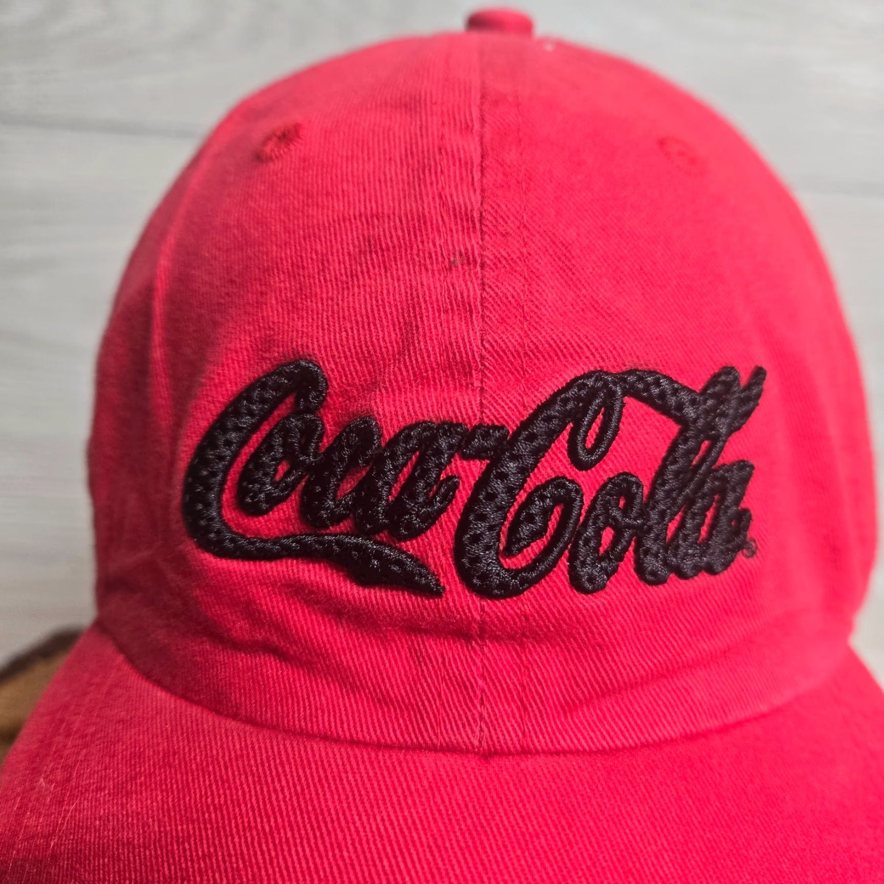 Vintage Coca-Cola Red Black Embroidered Logo Baseball Cap Adjustable Hat Size ONE SIZE - 2 Thumbnail