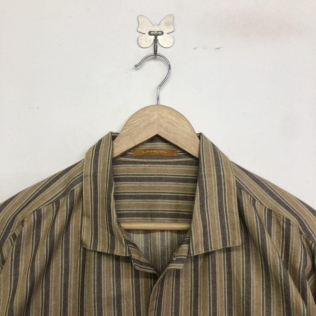 Lancel Vintage Lancel earth-toned striped Button Shirt Size US XL / EU 56 / 4 - 2 Thumbnail