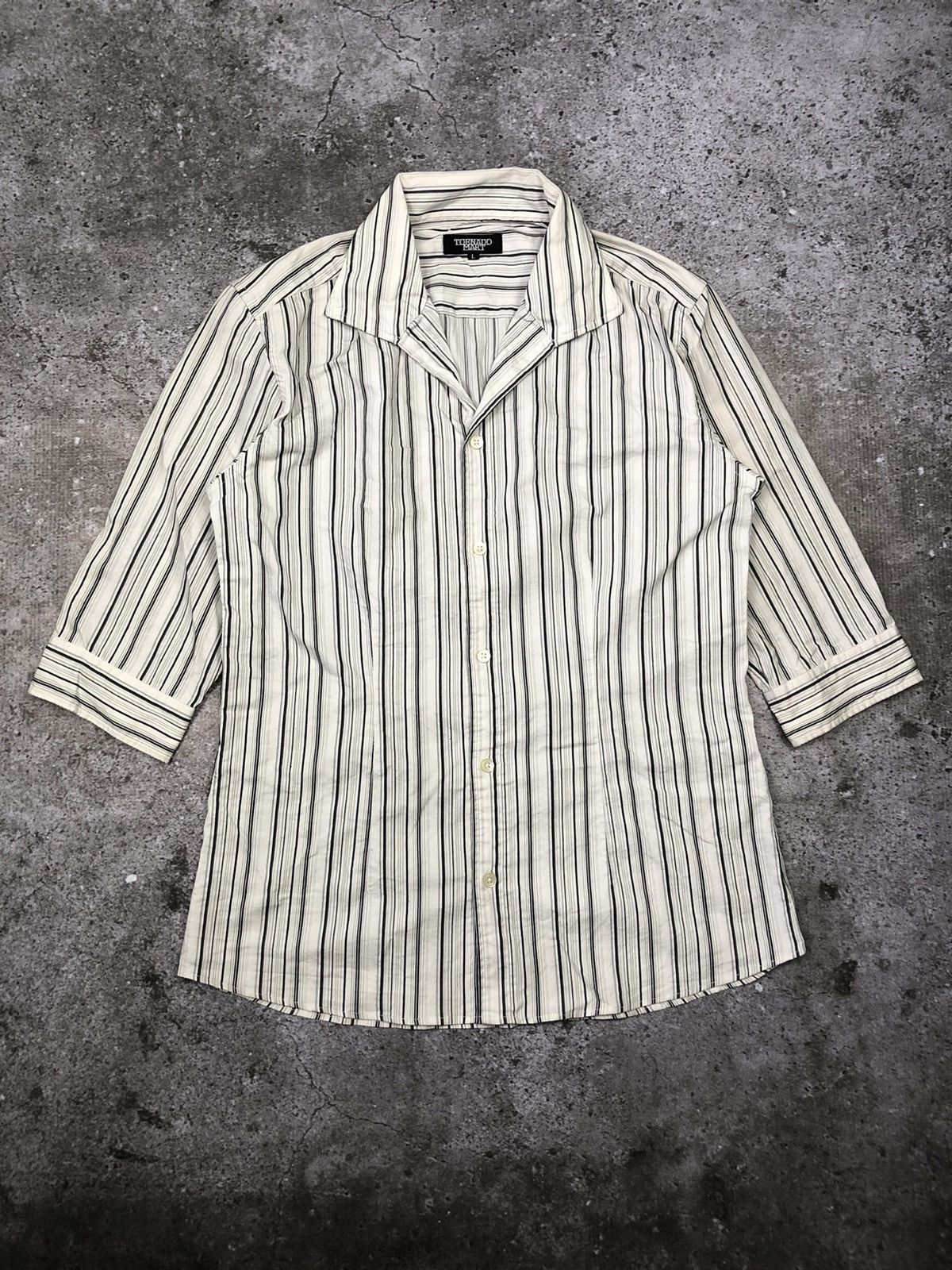 トップス TORNADO MART Lace-Up Stripe Shirt M If Six Was Nine × Isaac Sellam Experience × Tornado Mart TORNADO