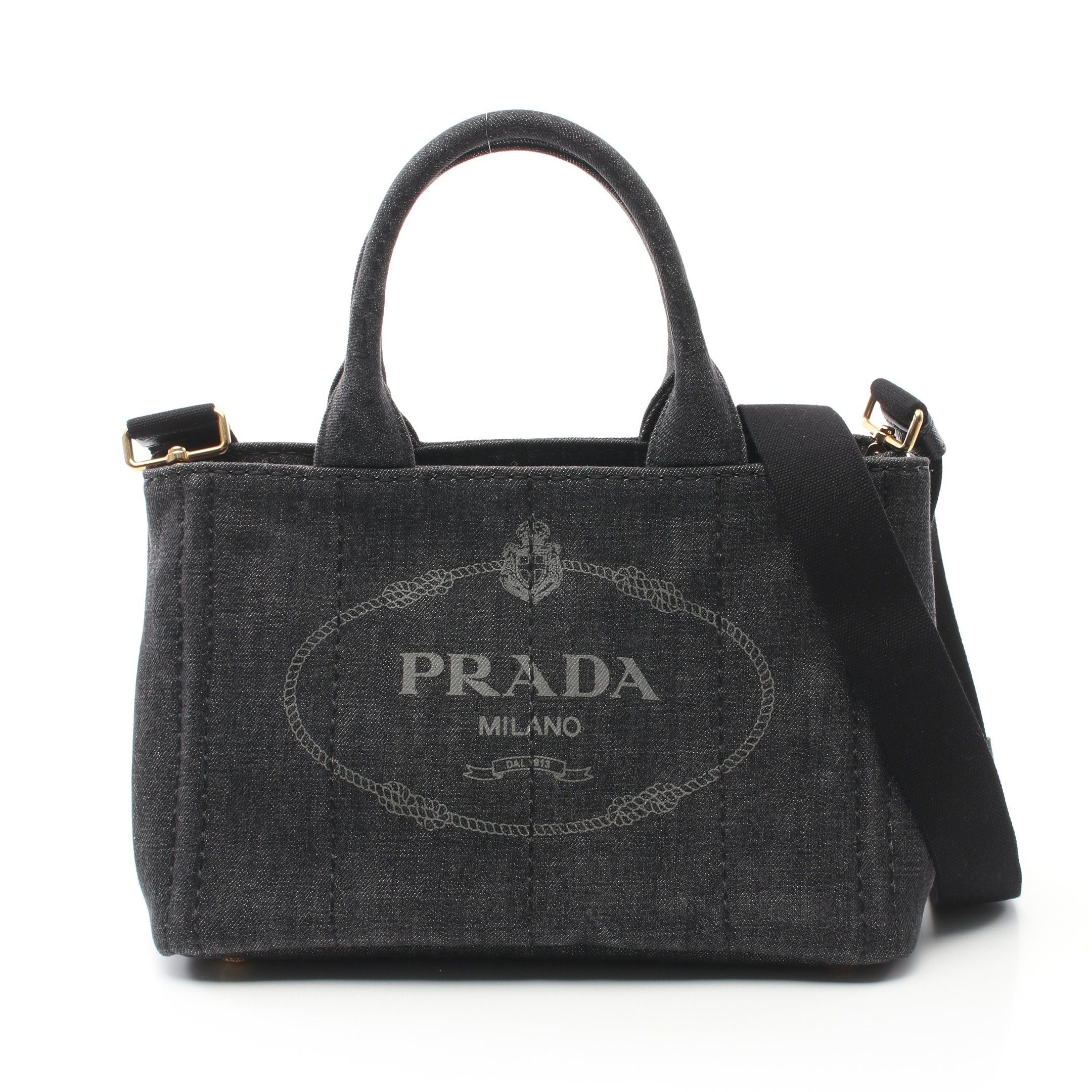 Prada Canapa Kanapa Handbag Tote Bag Denim Black