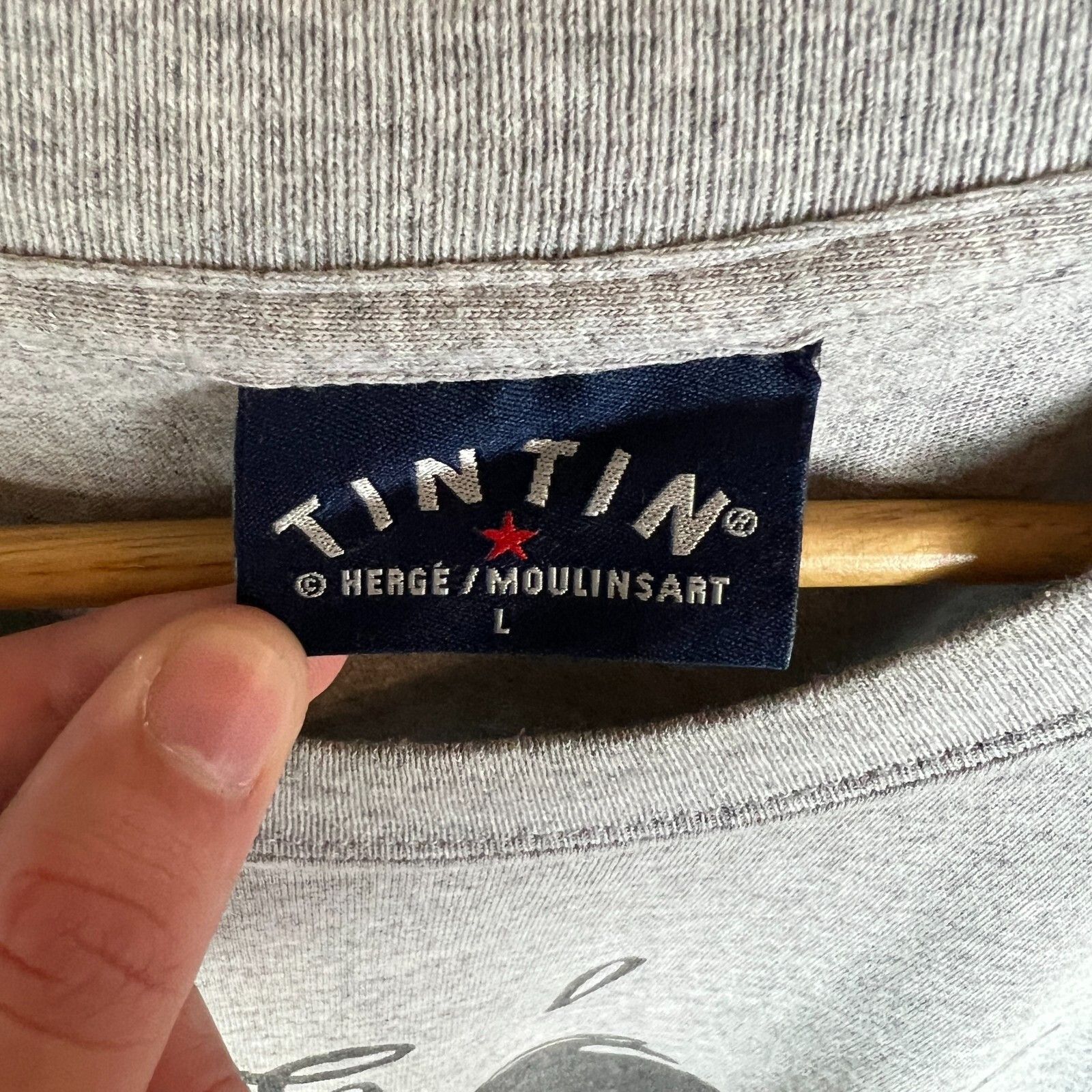 Other TinTin Vintage Tee Men's Size L Gray Short Sleeve ` Size US L / EU 52-54 / 3 - 4 Thumbnail