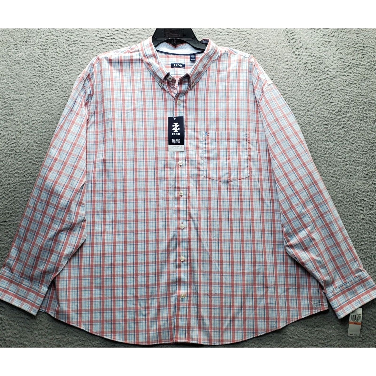 Izod IZOD Mens Shirt 3XB Multi Plaid Performance All-Over Stretch Comfort Button Down Shirt Mens Size US XXL / EU 58 / 5 - 2 Thumbnail