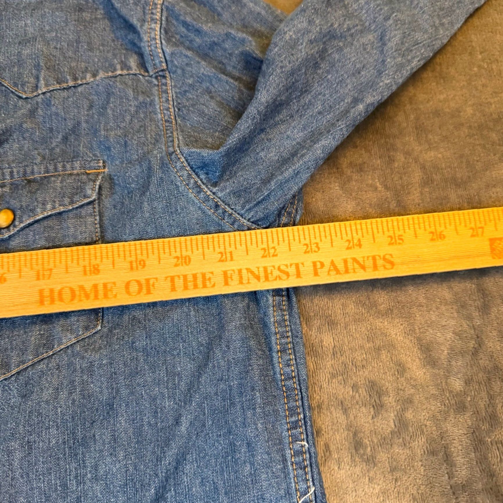 Weatherproof VINTAGE Weatherproof Shirt Denim Blue Western Snap Front Mens Large Size US L / EU 52-54 / 3 - 6 Thumbnail