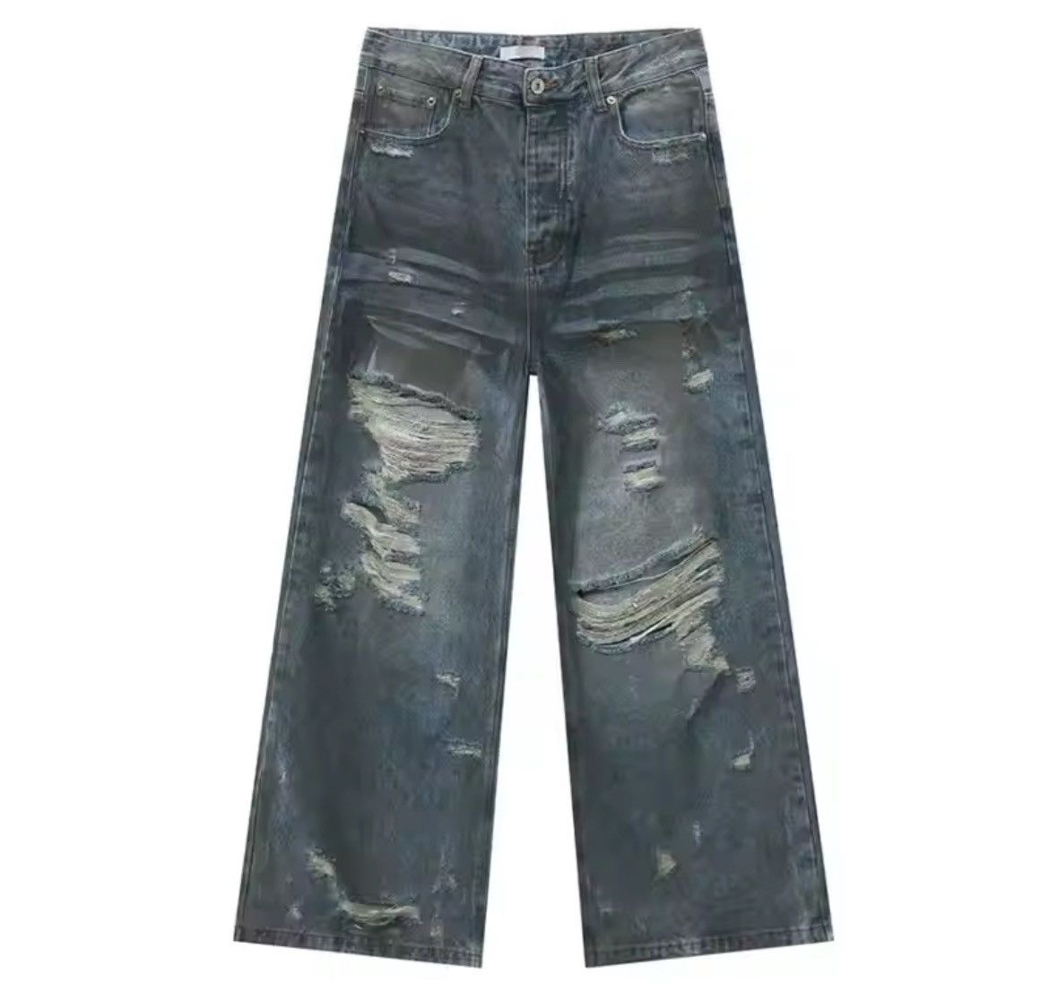 Jean Straight Loose Baggy Distressed Jeans Size US 32 / EU 48 - 6 Thumbnail