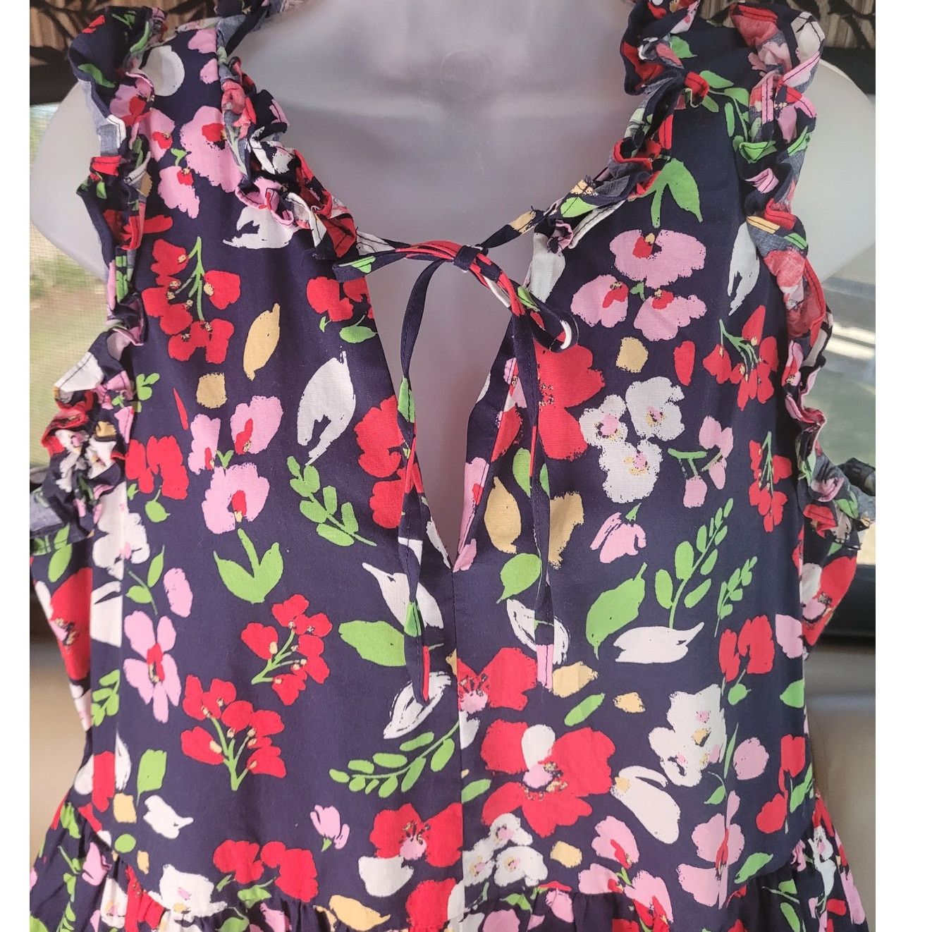 MAGGY LONDON Maggy London Navy Floral Dress Sleeveless Ruffled Sz10 Size L / US 10 / IT 46 - 9 Thumbnail