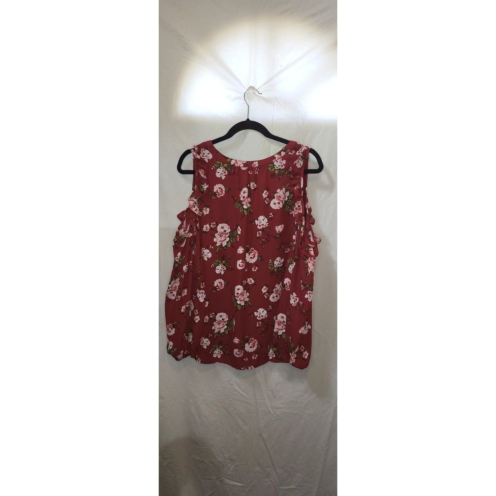 Other Ruffle Cold Shoulder Burgundy Floral 3/4 Sleeve Blouse XL Size XL / US 12-14 / IT 48-50 - 3 Thumbnail