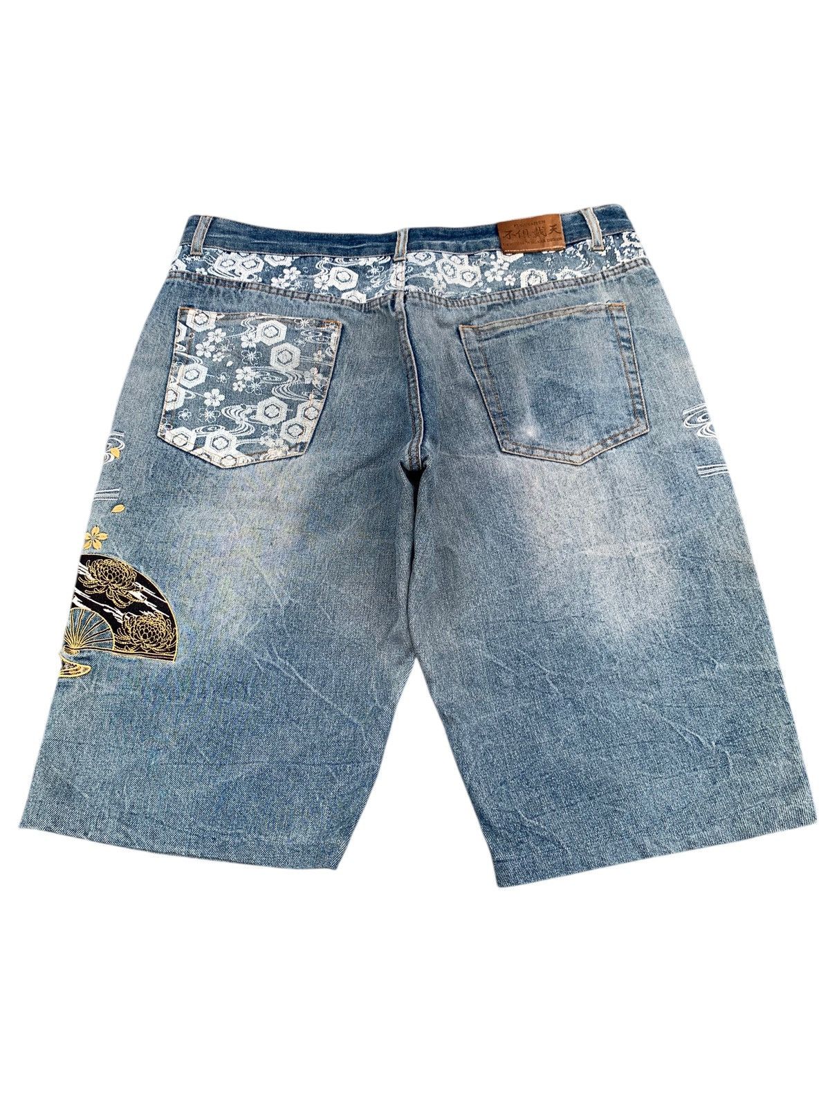 Kapital FUGUTAITEN GEISHA EMBROIDERY LIKE KARAKURI JORTS STYLE DENIM Size US 38 / EU 54 - 4 Thumbnail