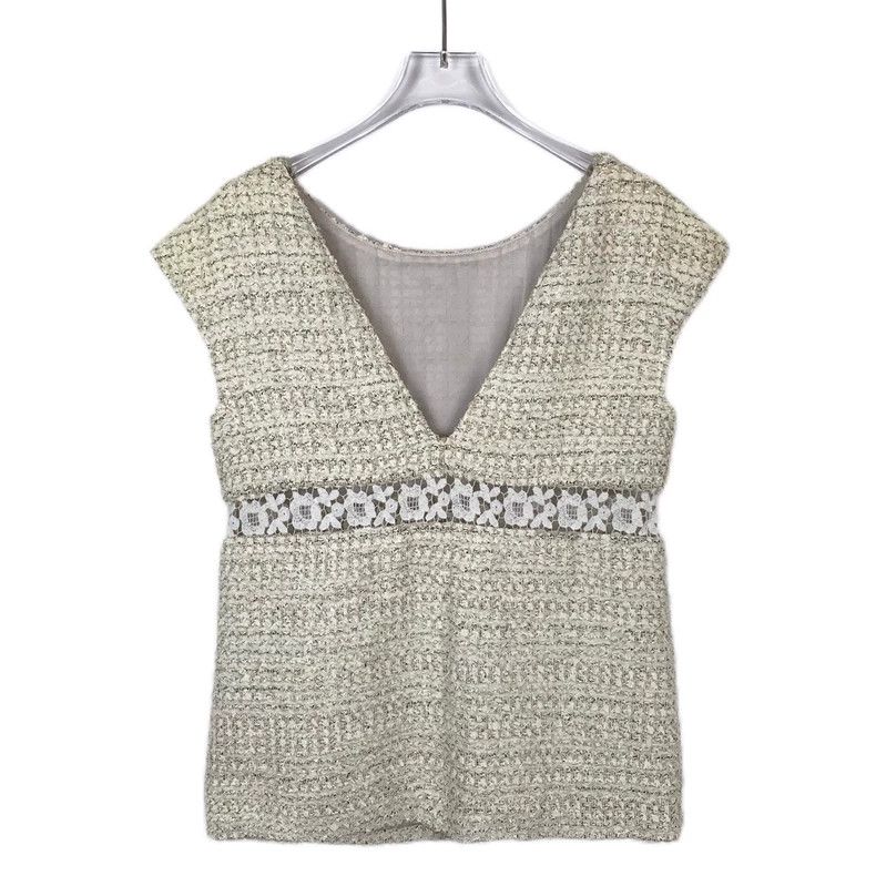 Chanel ChanelLogo buckle beige tweed small fragrance vest 2503-Nex Size XXS / US 00 / IT 34 - 2 Thumbnail