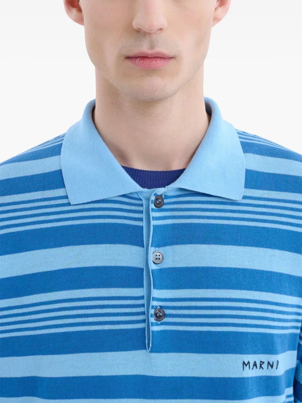 Marni o1w1db11125 Mixed Stripe Polo Shirt in Blue Size US S / EU 44-46 / 1 - 5 Thumbnail