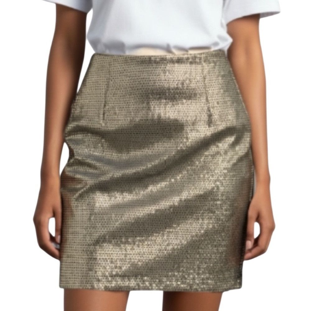 Banana Republic Banana Republic Jacquard Gold Pencil Mini Skirt Size 2 Size 26" / US 2 / IT 38 - 1 Thumbnail