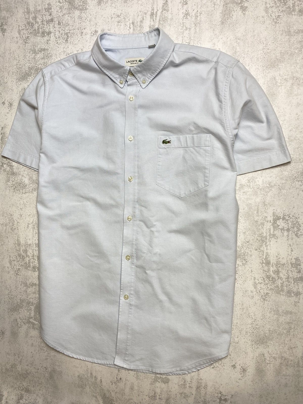 Lacoste Lacoste Regular Fit Short Sleeve Oxford Shirt in Pale Blue Size US XL / EU 56 / 4 - 3 Thumbnail