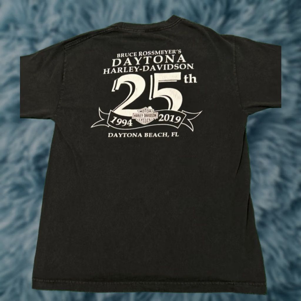Harley Davidson VINTAGE Harley-Davidson 25th Anniversary Daytona Beach Florida 2019 Shirt L Black Mens VTG Y2K 90s Biker Skull USA Short Sleeve T-Shirt Size US L / EU 52-54 / 3 - 1 Thumbnail