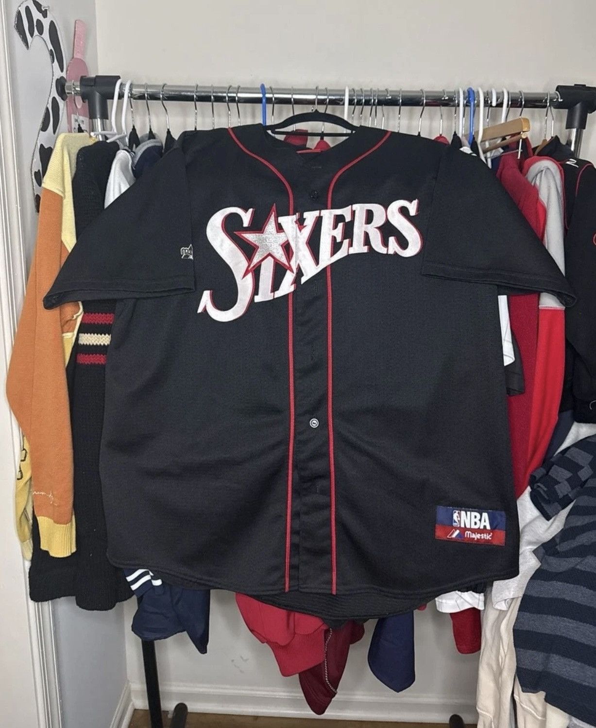NBA Vintage NBA Philadelphia 76ers Black Baseball Jersey Size US XL / EU 56 / 4 - 1 Thumbnail