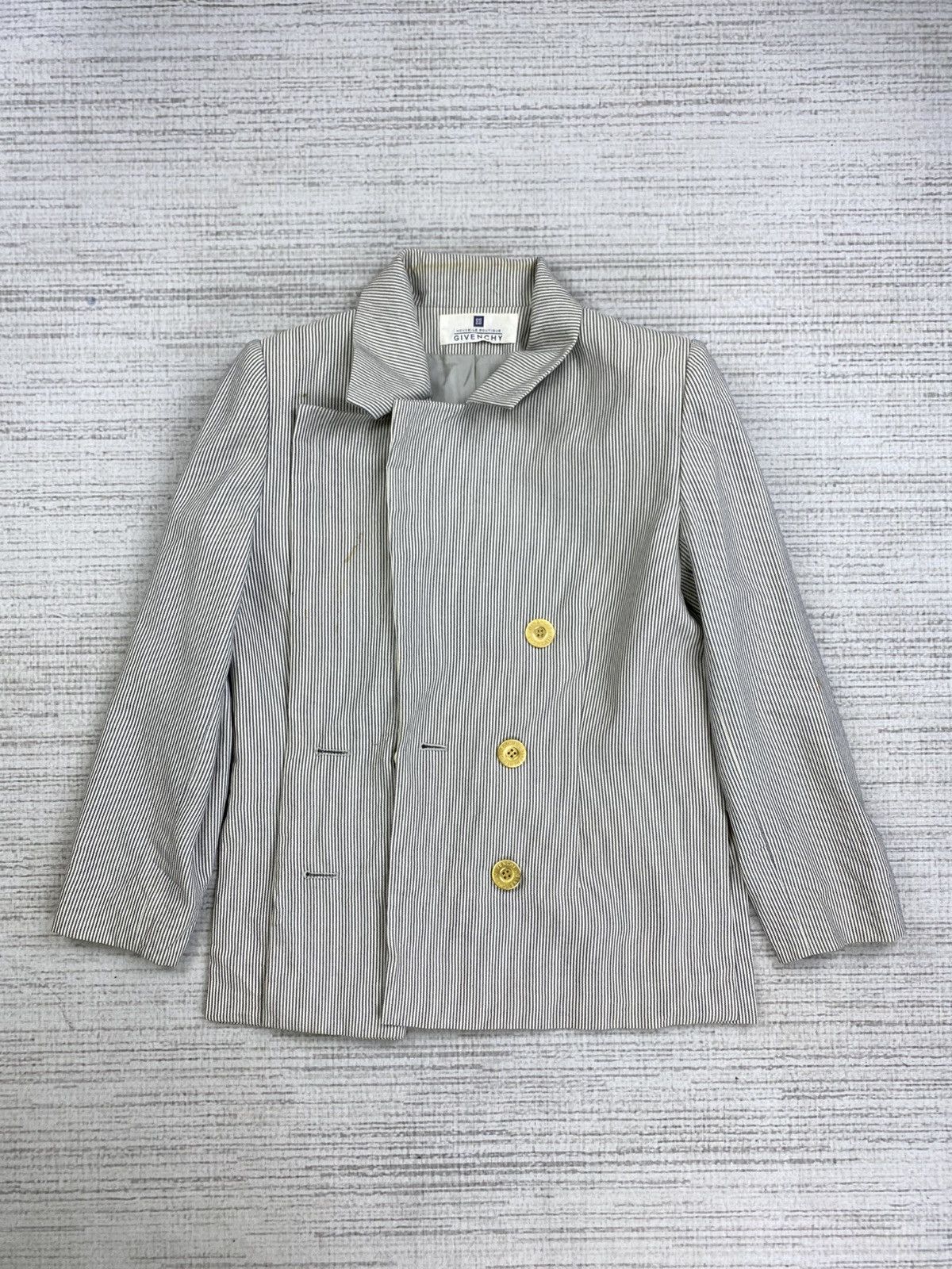 Givenchy × Vintage Vintage GIVENCHY Herringbone Stripe Double Collar Blazer Size US M / EU 48-50 / 2 - 5 Thumbnail