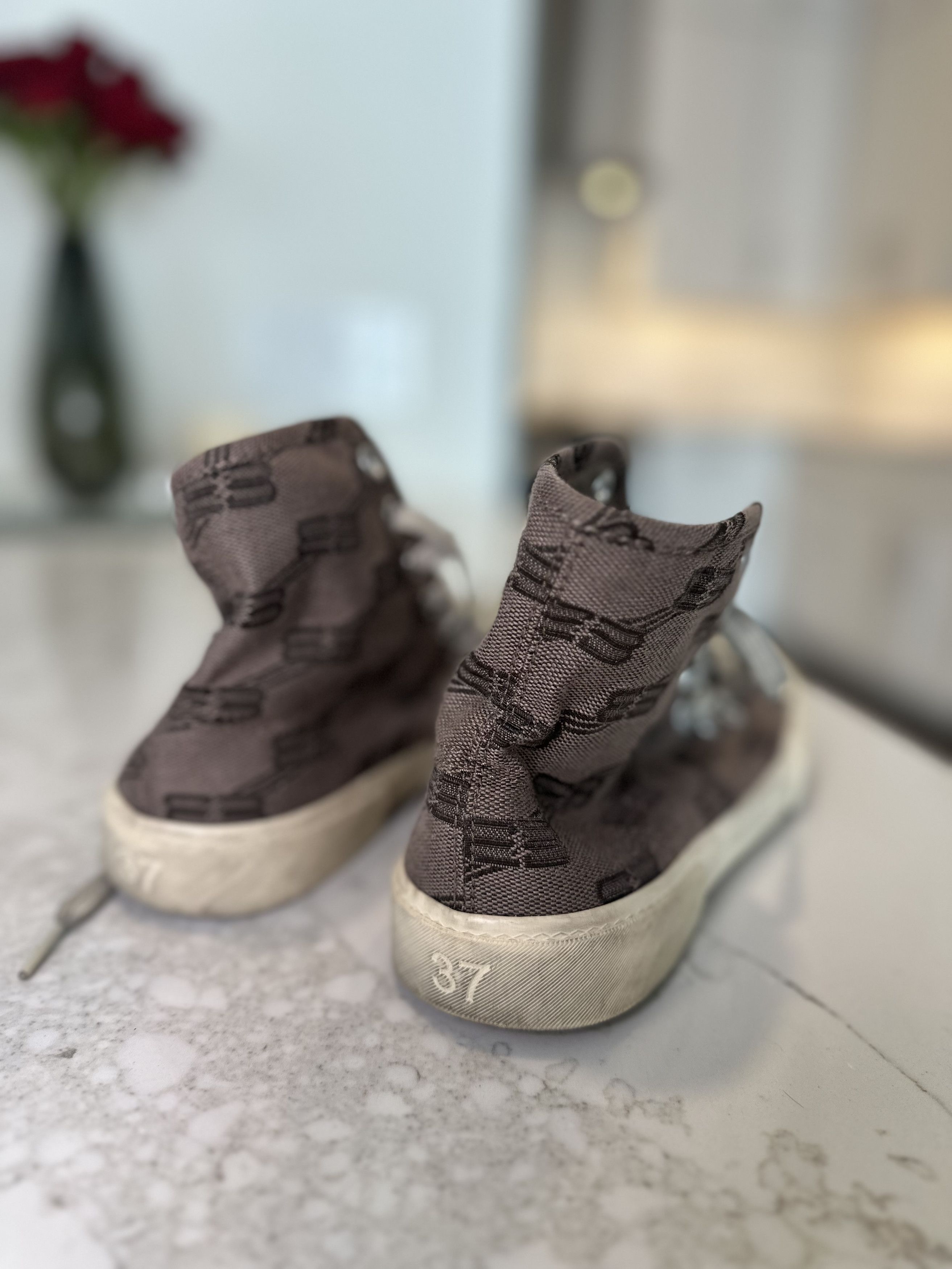 Balenciaga Balenciaga Paris High Top BB Monogram Sneakers - size 37 Size US 7 / IT 37 - 2 Thumbnail