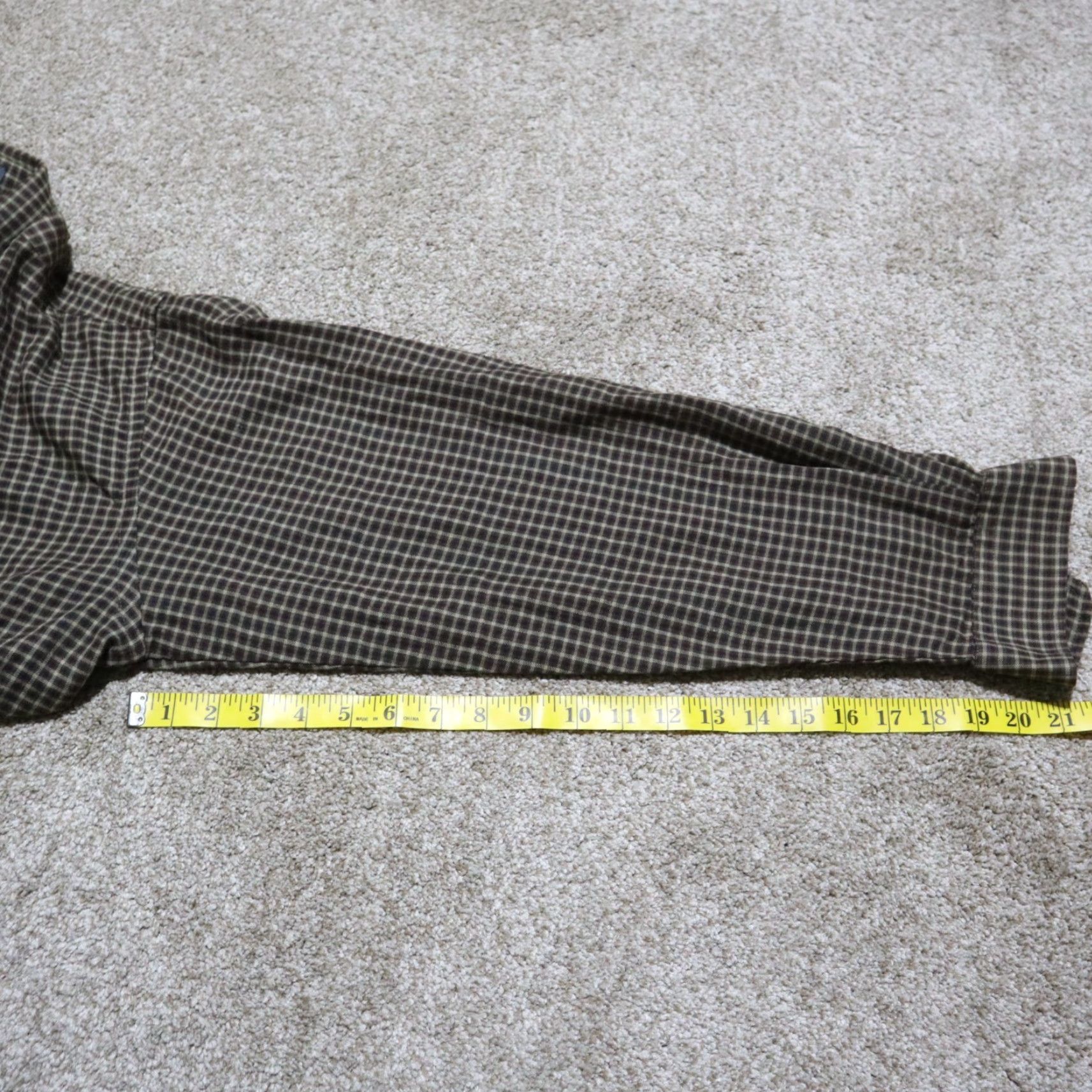 Van Heusen Van Heusen Dress Shirt Shirt Brown Plaid Button-Down 16.5 L Men’s Size Large Polyester Size 46R - 7 Thumbnail