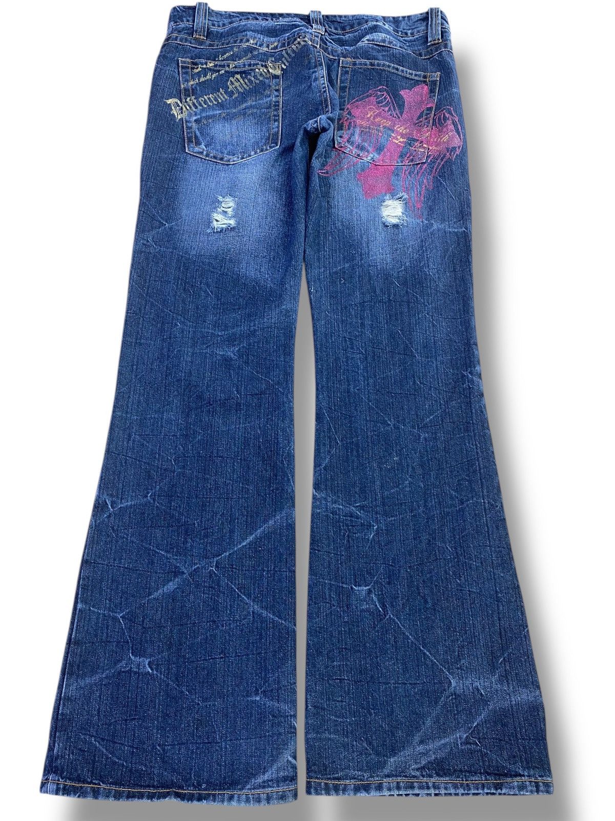 Japanese Brand Japanese Brand Distressed Honey Comb Style Boot Cut Jeans Size US 35 - 3 Thumbnail