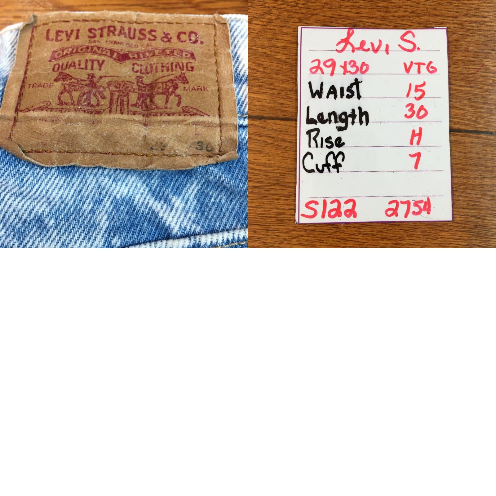 CO VINTAGE Levi Strauss & Co Jeans Mens Size 29X30 Straight Leg Blue Denim 1990s Size US 30 / EU 46 - 8 Thumbnail
