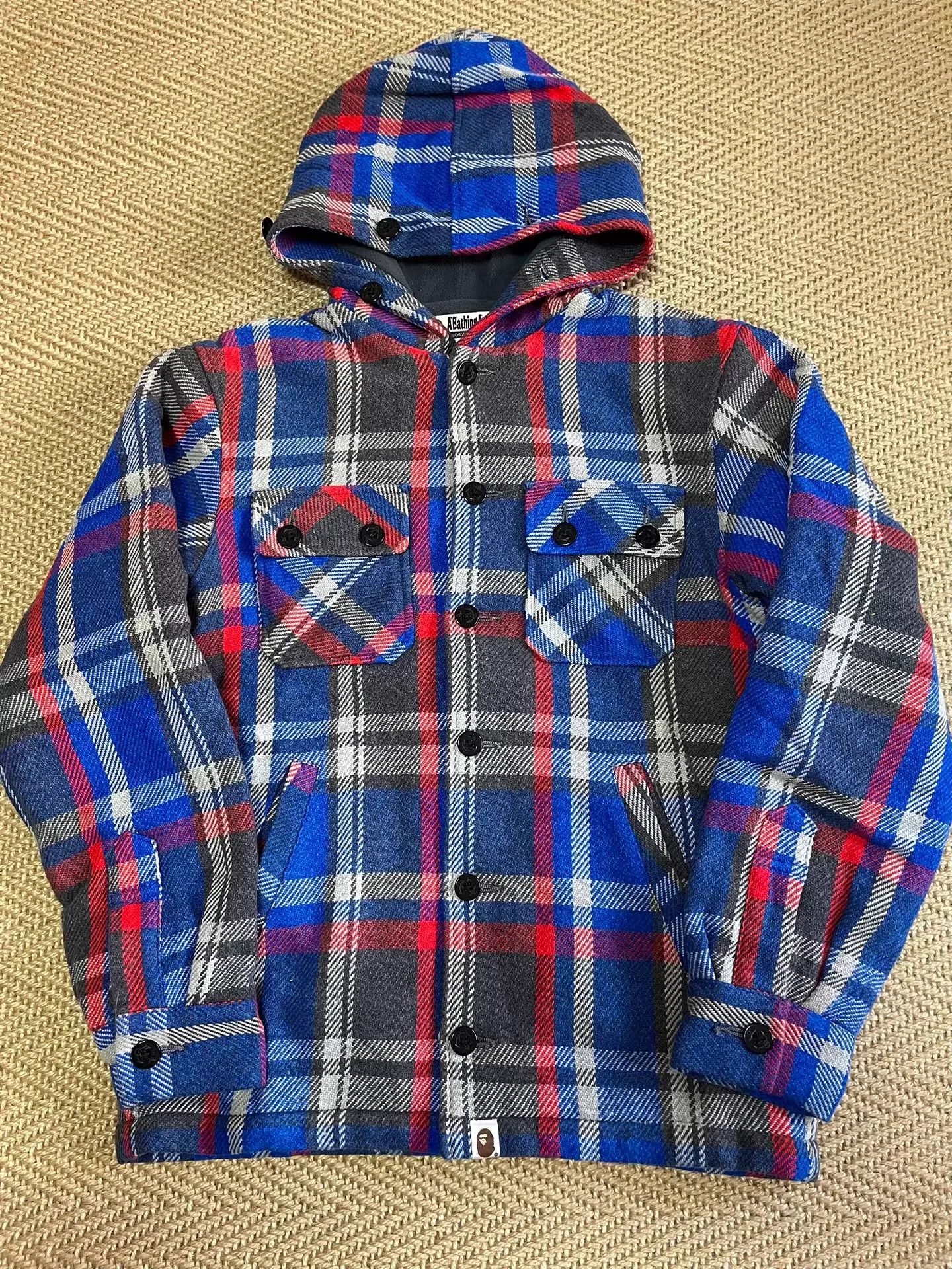 Bape BAPE Hooded Checkered Fleece-Lined Heavyweight Jacket Size S Size US S / EU 44-46 / 1 - 1 Thumbnail