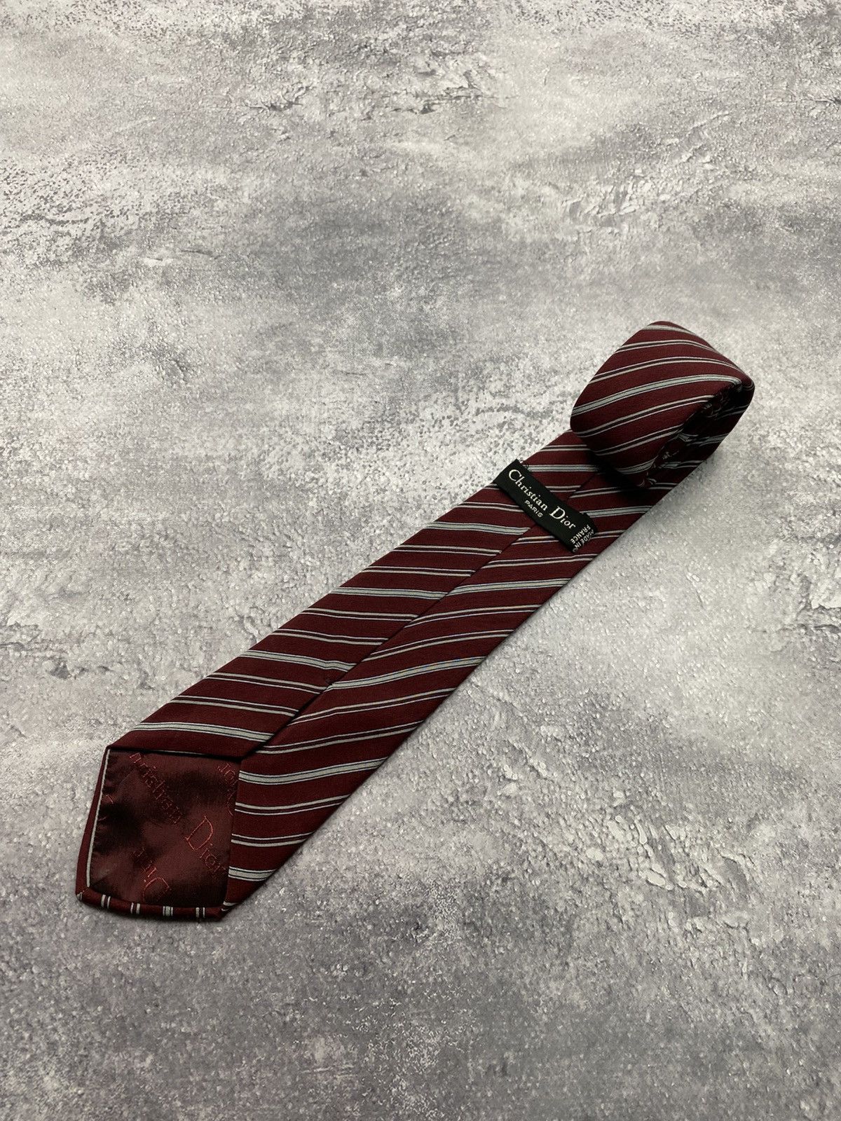 Christian Dior Monsieur Vintage Christian Dior Paris Striped Silk Tie Luxury France Size ONE SIZE - 2 Thumbnail