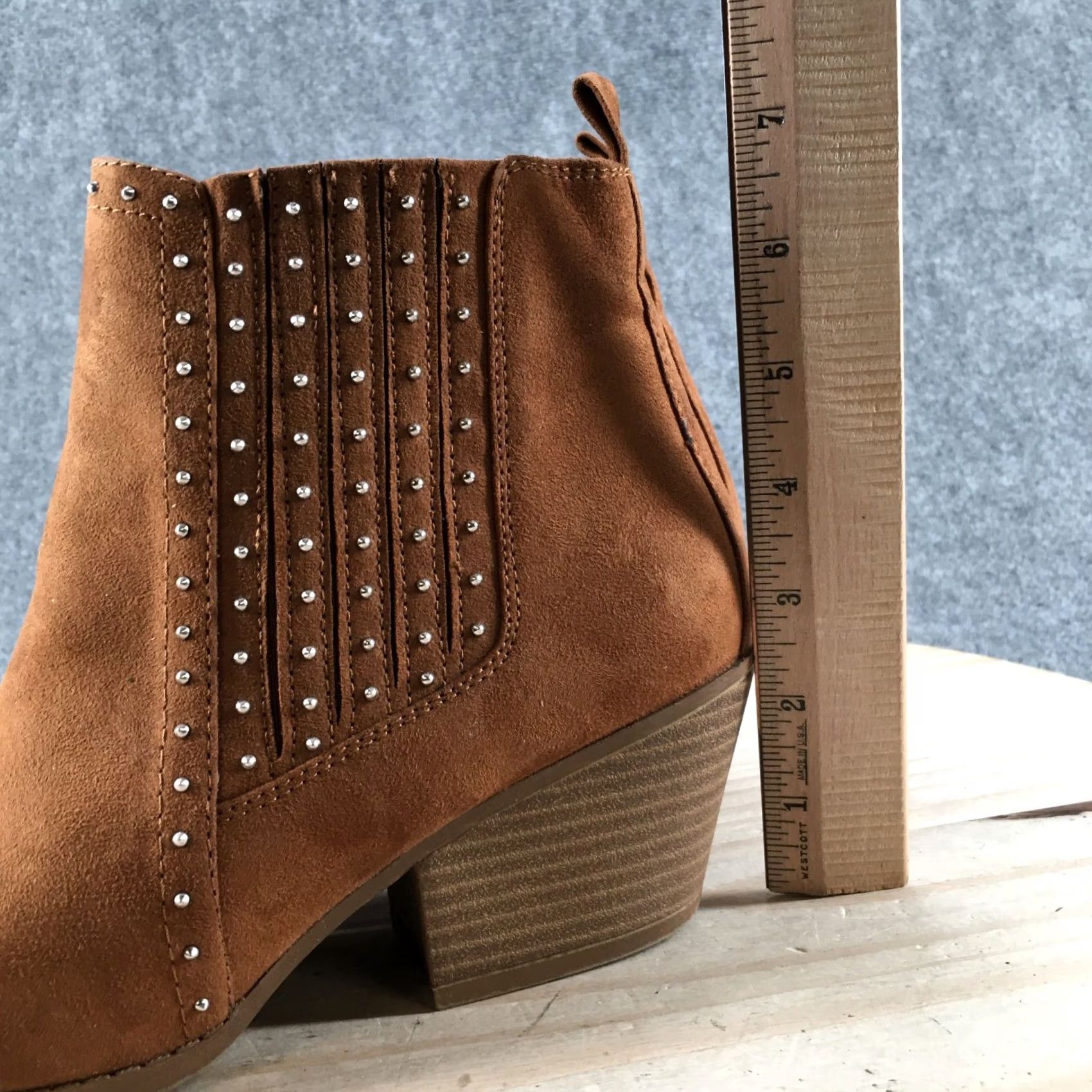 Vintage Maurices Audra Studded Pointed Toe Ankle Booties Brown Boots Womens 9.5 M Heel Mid Block Leather Fatigue? Size US 10 / IT 40 - 7 Thumbnail