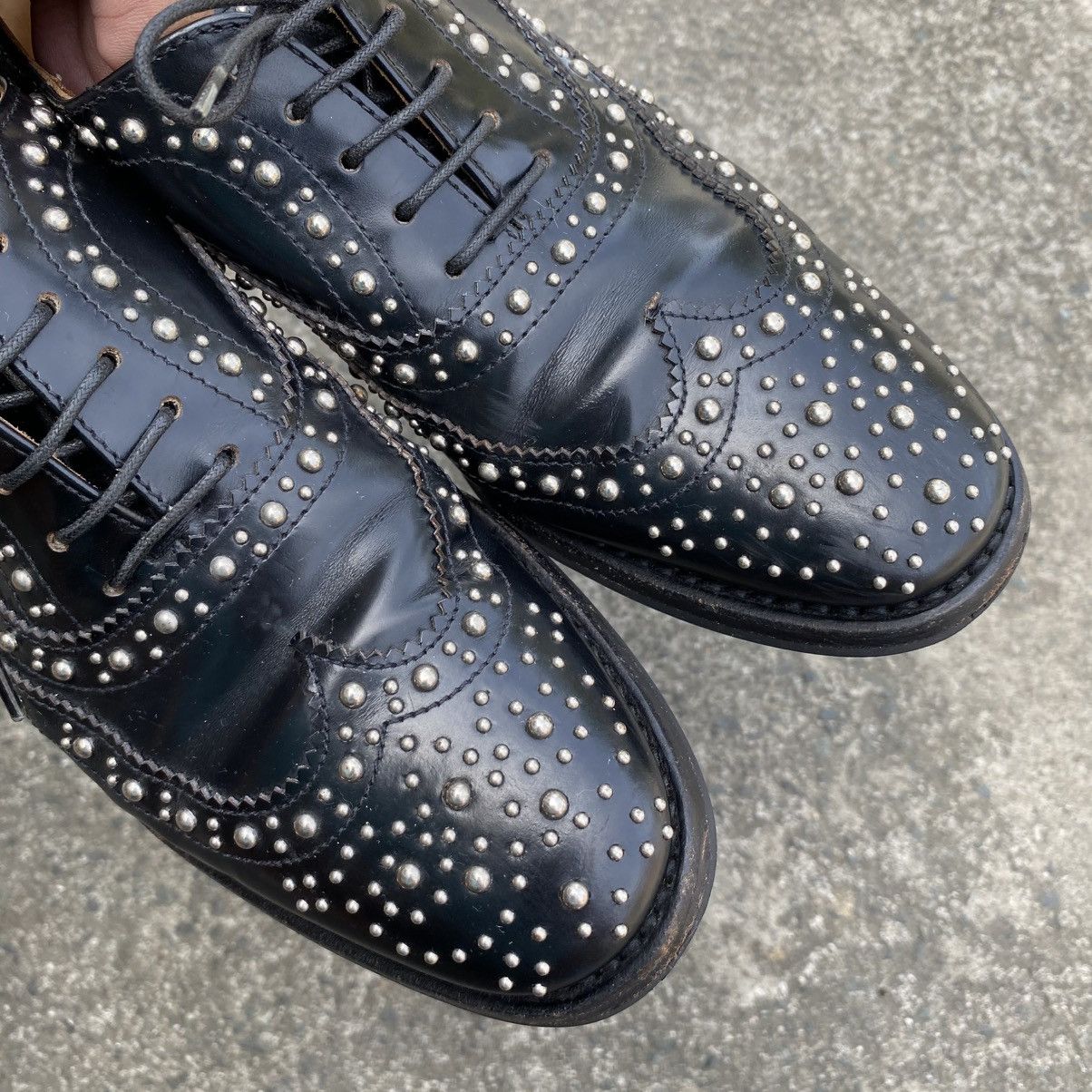 Church's Church’s Burwood Met Studded Glossed-Leather Brogues Size US 6 / EU 39 - 9 Thumbnail