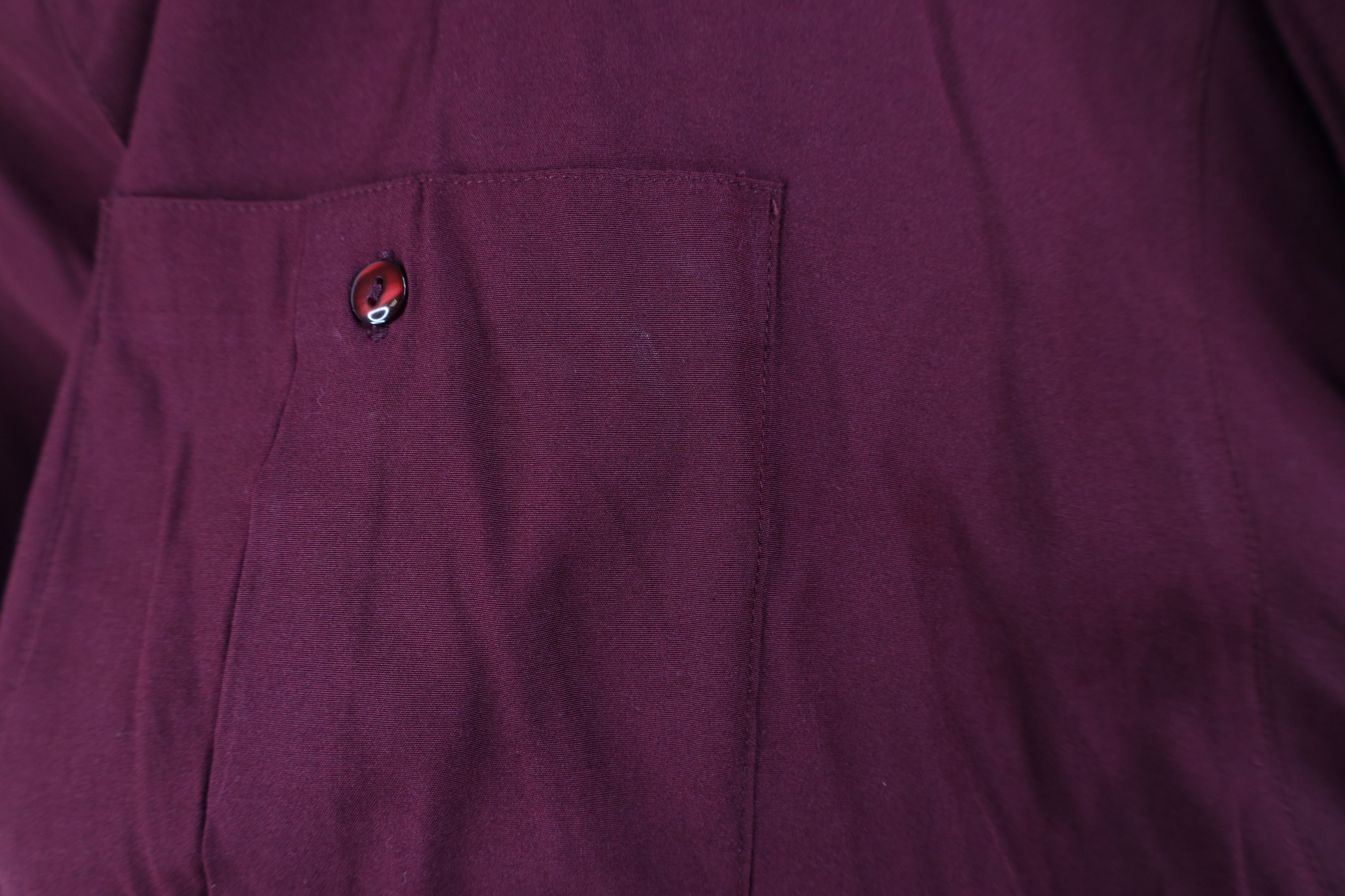 Vintage 90s Streetwear Gabardine Band Collar Button Shirt