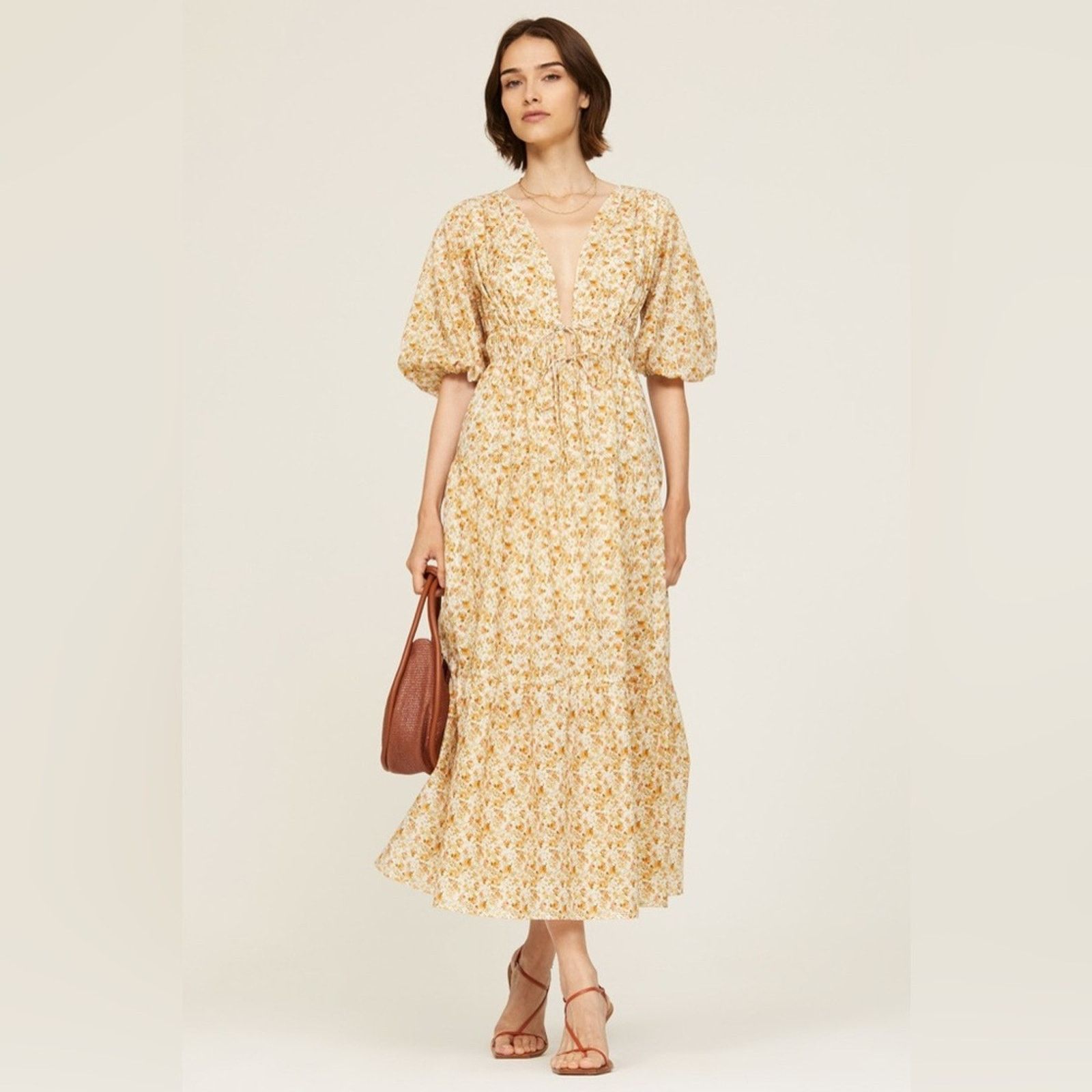 Significant Other Significant Other US 4 Adele Dress Yellow Floral Maxi Size S / US 4 / IT 40 - 2 Thumbnail
