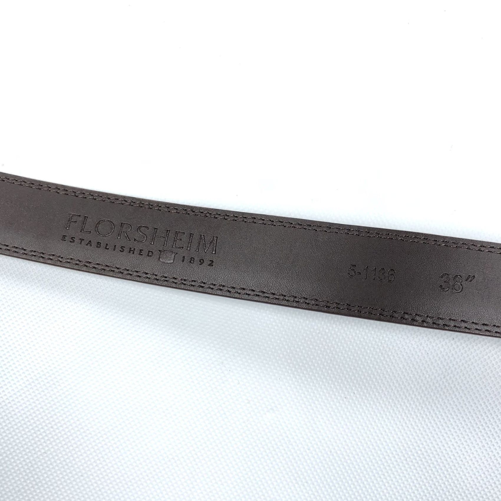 Florsheim Florsheim Belt Brown Size 38 Genuine Leather Textured Buckle Mens Dress Casual Belt Size 38 - 5 Thumbnail