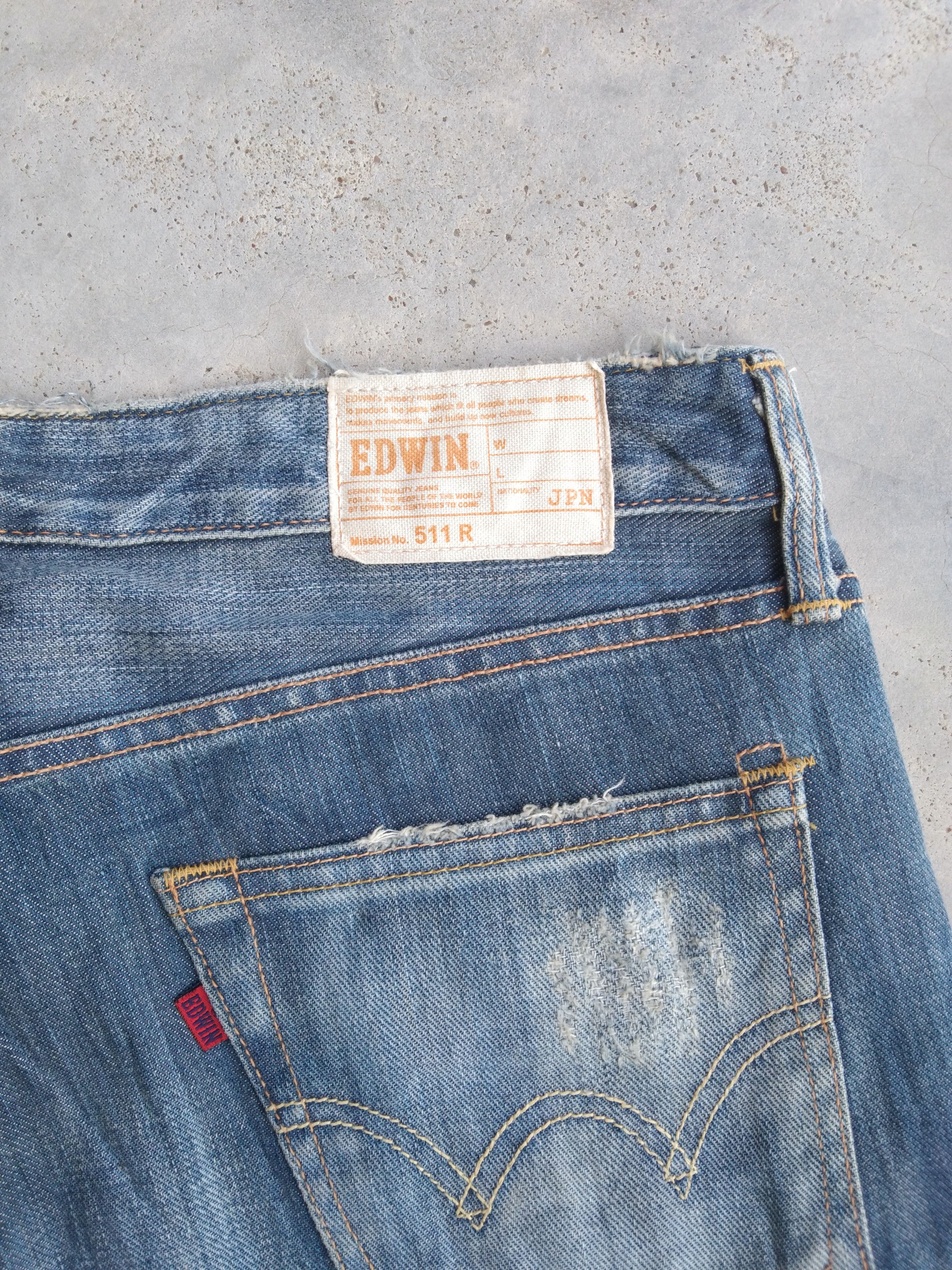 Japanese Brand Vintage Edwin Boot Cut Flared Distressed Jeans 34x30 Size US 34 / EU 50 - 4 Thumbnail