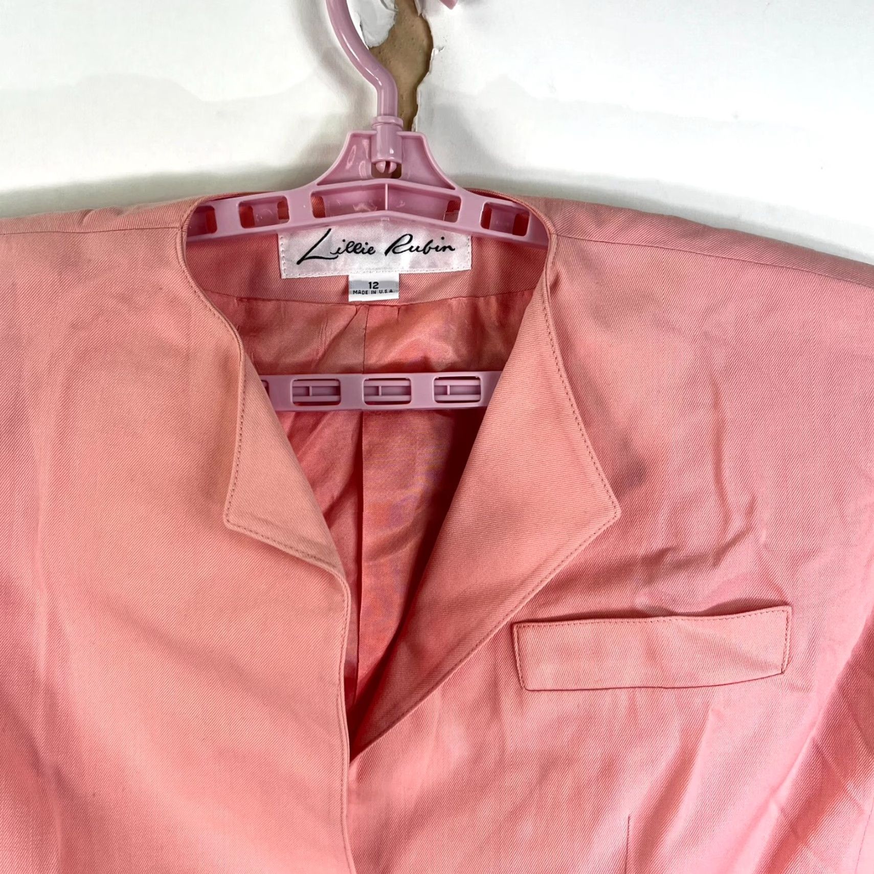 Vintage VINTAGE Lillie Rubin Blazer Womens Size 12 Pink Wool Blazer Size XL / US 12-14 / IT 48-50 - 2 Thumbnail