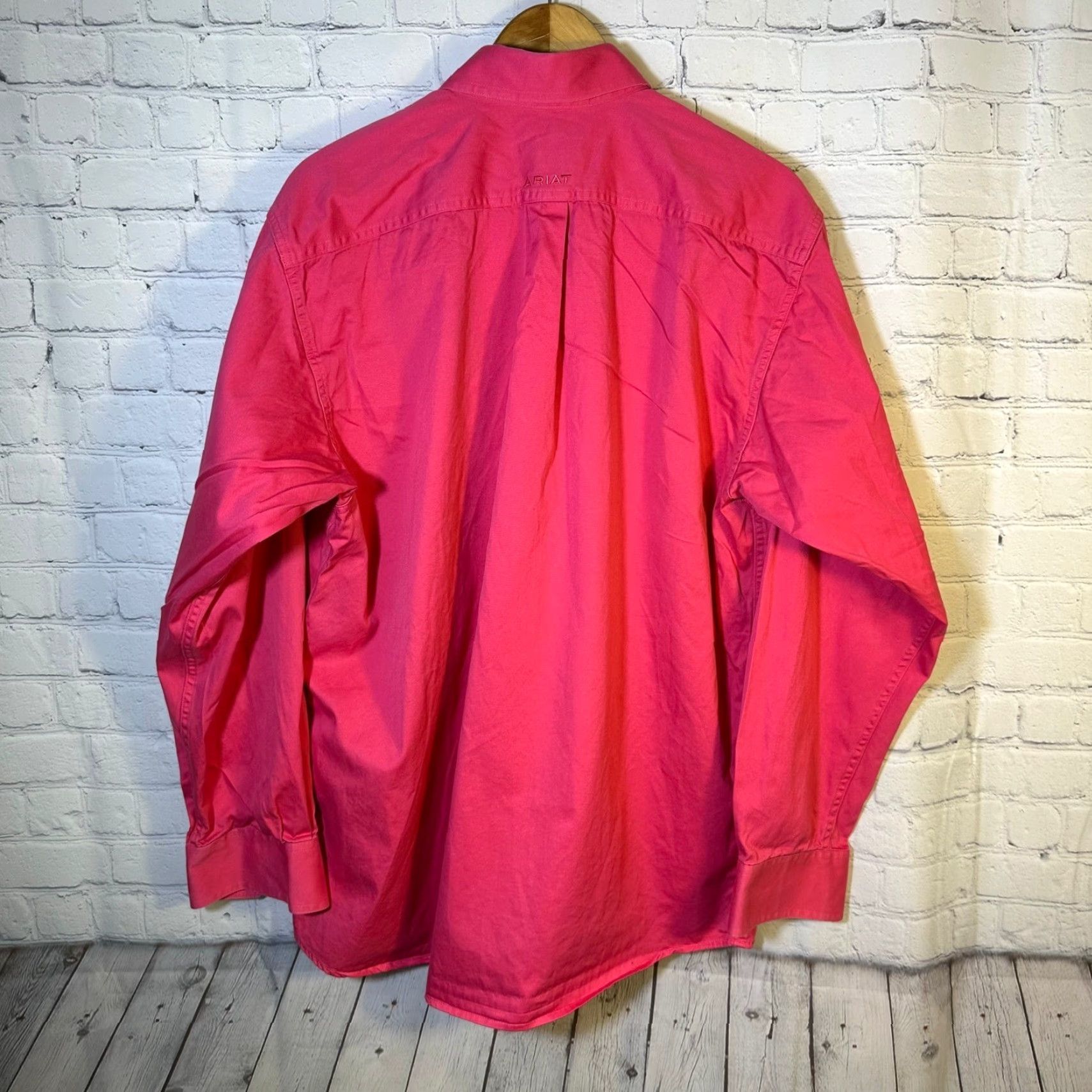 Ariat Ariat Mens Western Button Down Shirt Fitted Long Sleeve Pink Cotton 10016855 XL Size US XL / EU 56 / 4 - 7 Thumbnail