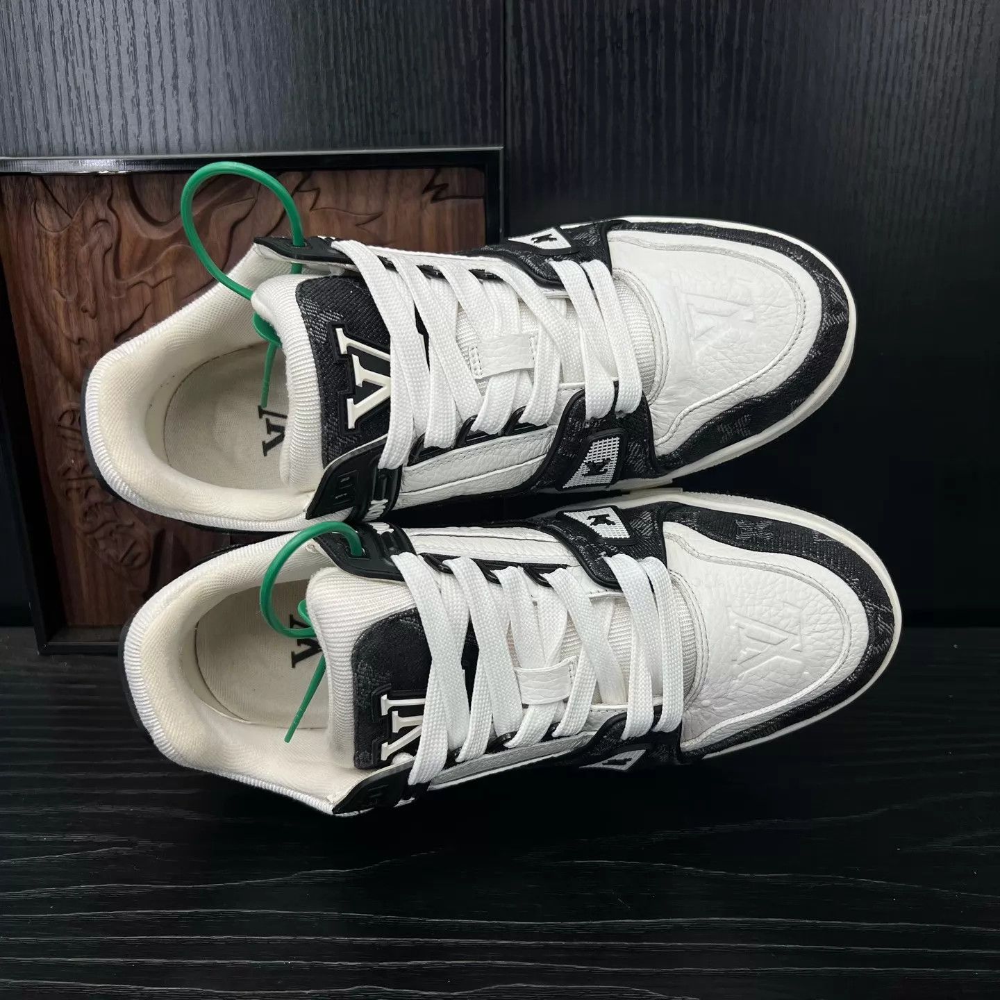 Louis Vuitton LV Trainer black white denim Size US 6.5 / IT 36.5 - 8 Thumbnail