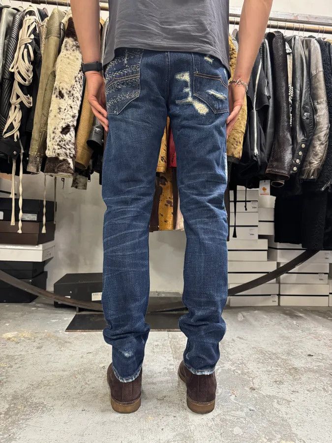 Polo Ralph Lauren 2000s Ralph Lauren Blue Patchwork Effect Slim Denim Jeans Size US 33 - 4 Thumbnail