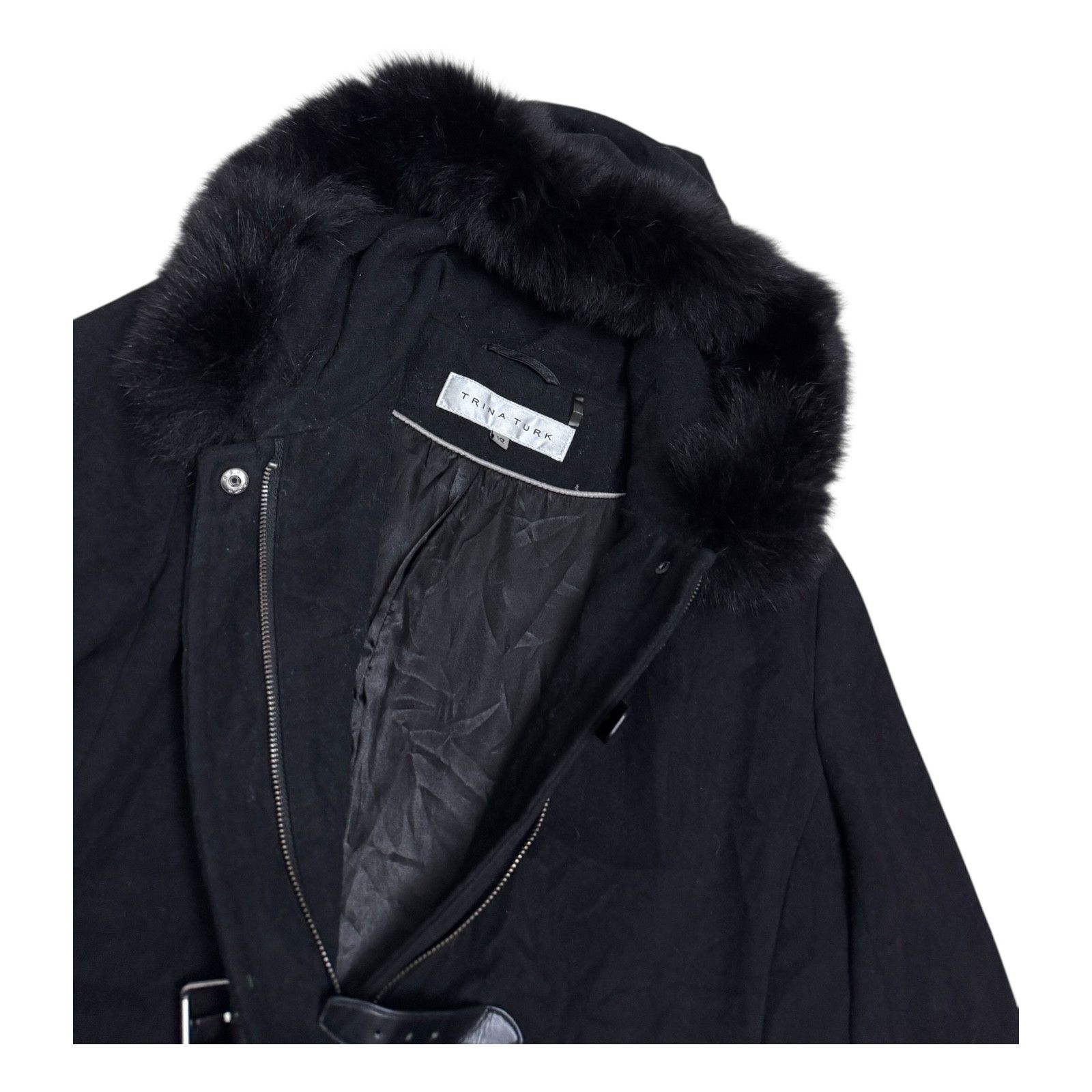 Trina Turk TRINA TURK Genuine FOX FUR & Wool Luxury Vintage Pea Coat 12 Size XL / US 12-14 / IT 48-50 - 5 Thumbnail